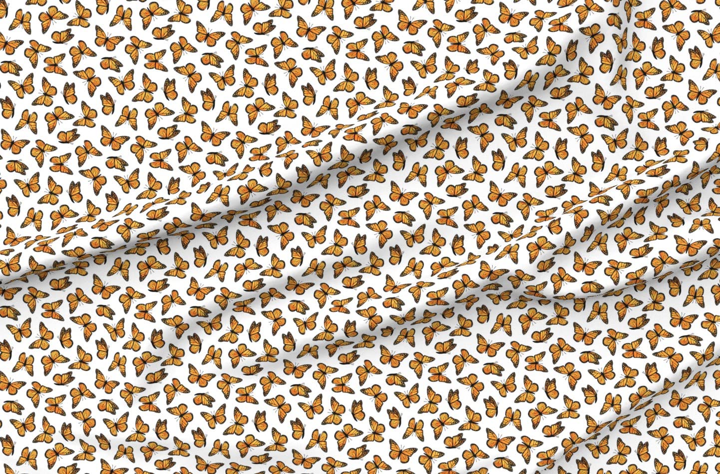 Small Scale Monarch Butterflies Printed Velvet Fabric - Upholstery, Home Decor & Apparel Material - Fat Quarter for DIY Projects, Curtains, Pillows & Clothing