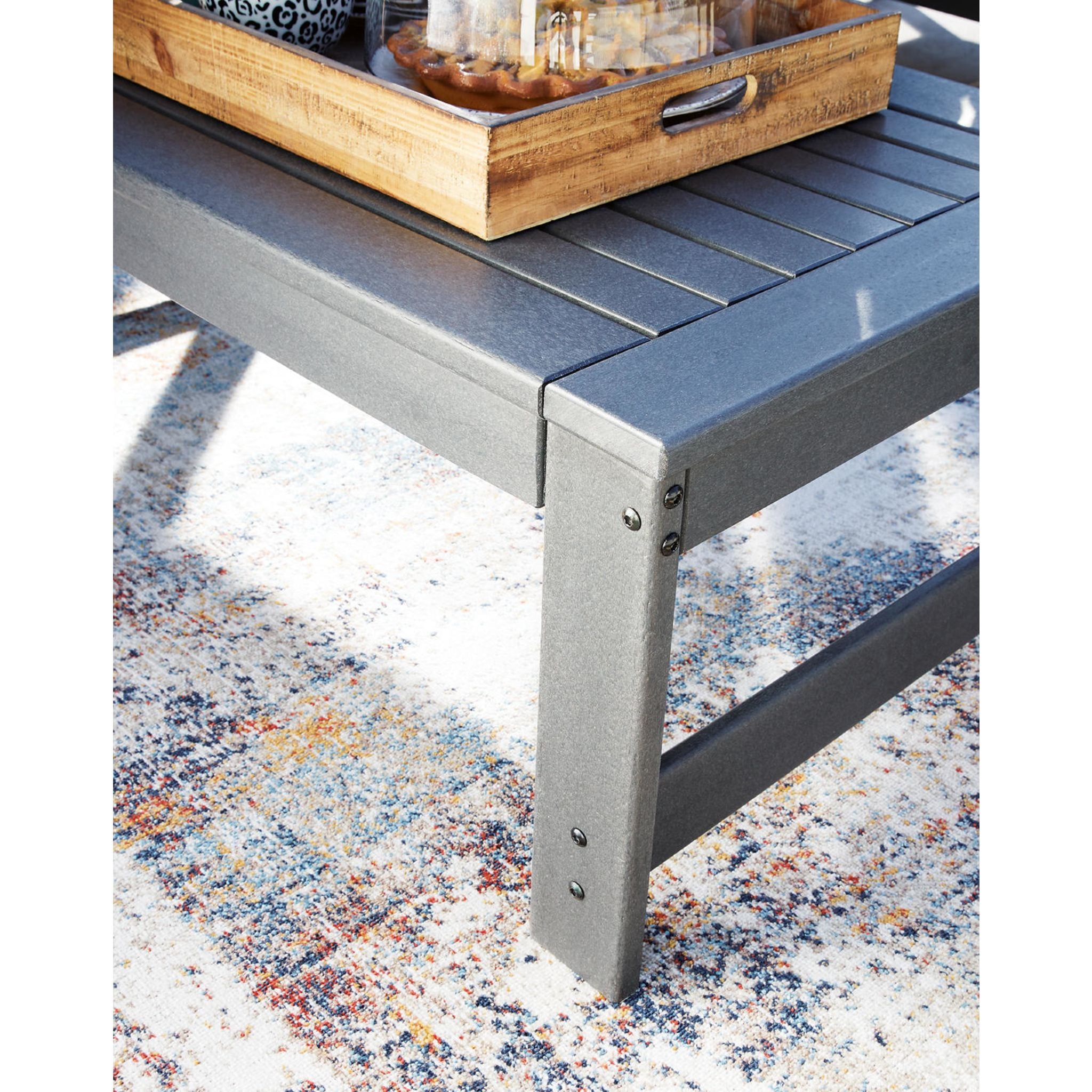 Amora Outdoor Coffee Table - Weather-Resistant Charcoal Gray Patio Furniture for Garden, Deck & Poolside Use