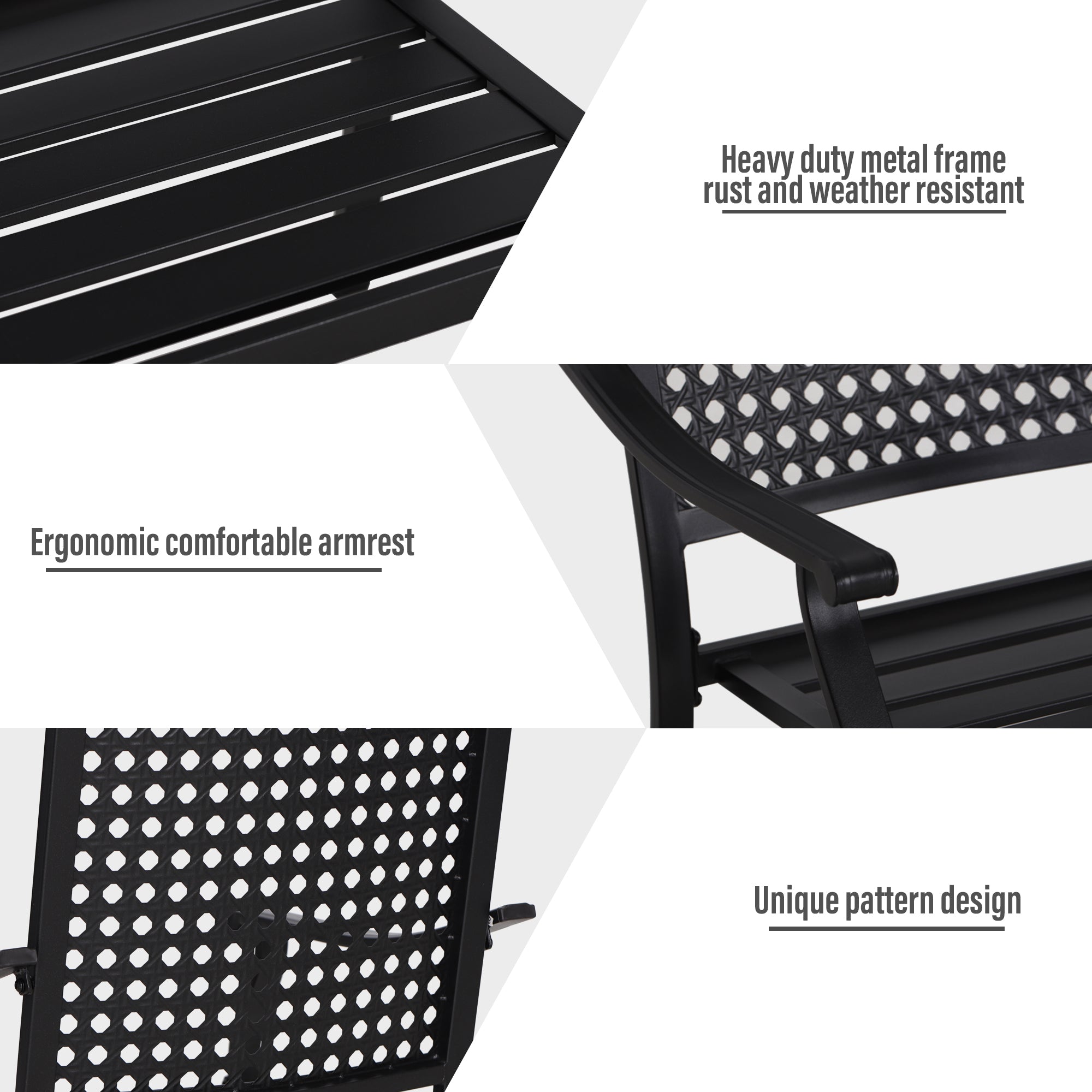 MFSTUDIO 5-Piece Outdoor Patio Dining Set with Geometric Stamped Round Table & Bullseye Pattern Chairs - Perfect for Backyard, Garden, Poolside & Balcony Dining