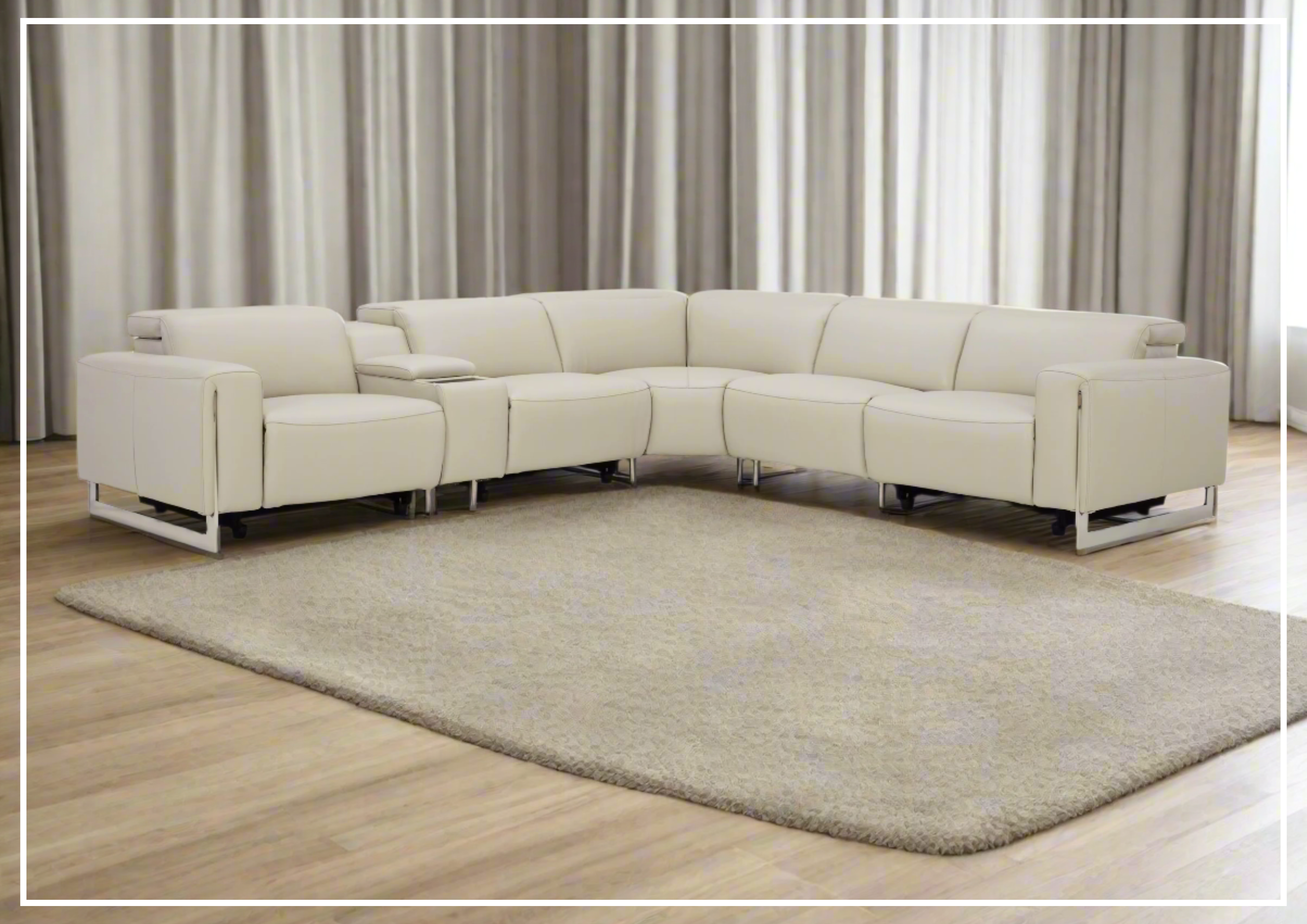 Gio Italia Picasso 6-Piece Motion Recliner Sectional Sofa Set with Power Recline & Cup Holders - Modern L-Shaped Living Room Furniture for Home Theater & Family Gatherings