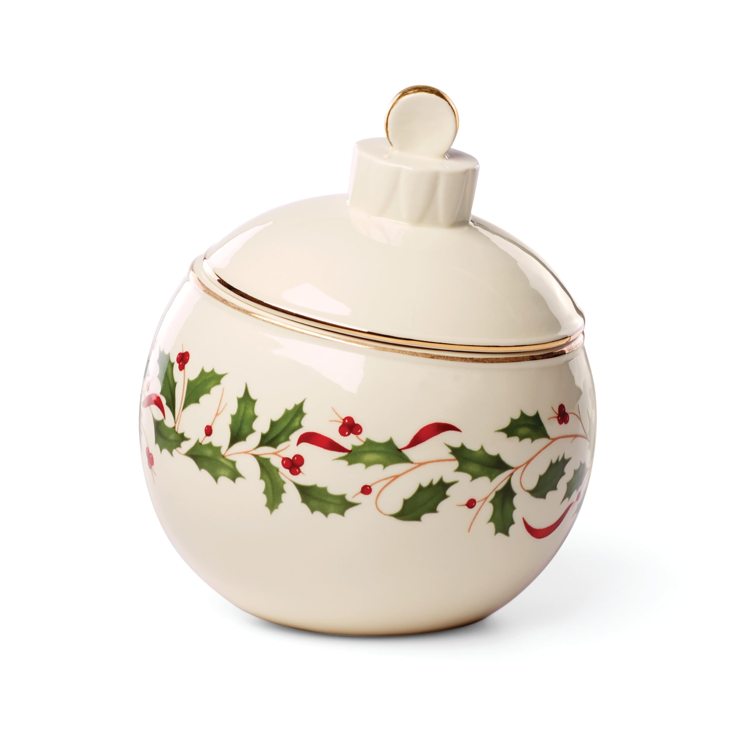 Lenox 890765 Holiday Ornament Candy Jar - Elegant Christmas Hosting Gift for Home Decor, Party Favors & Festive Holiday Gatherings