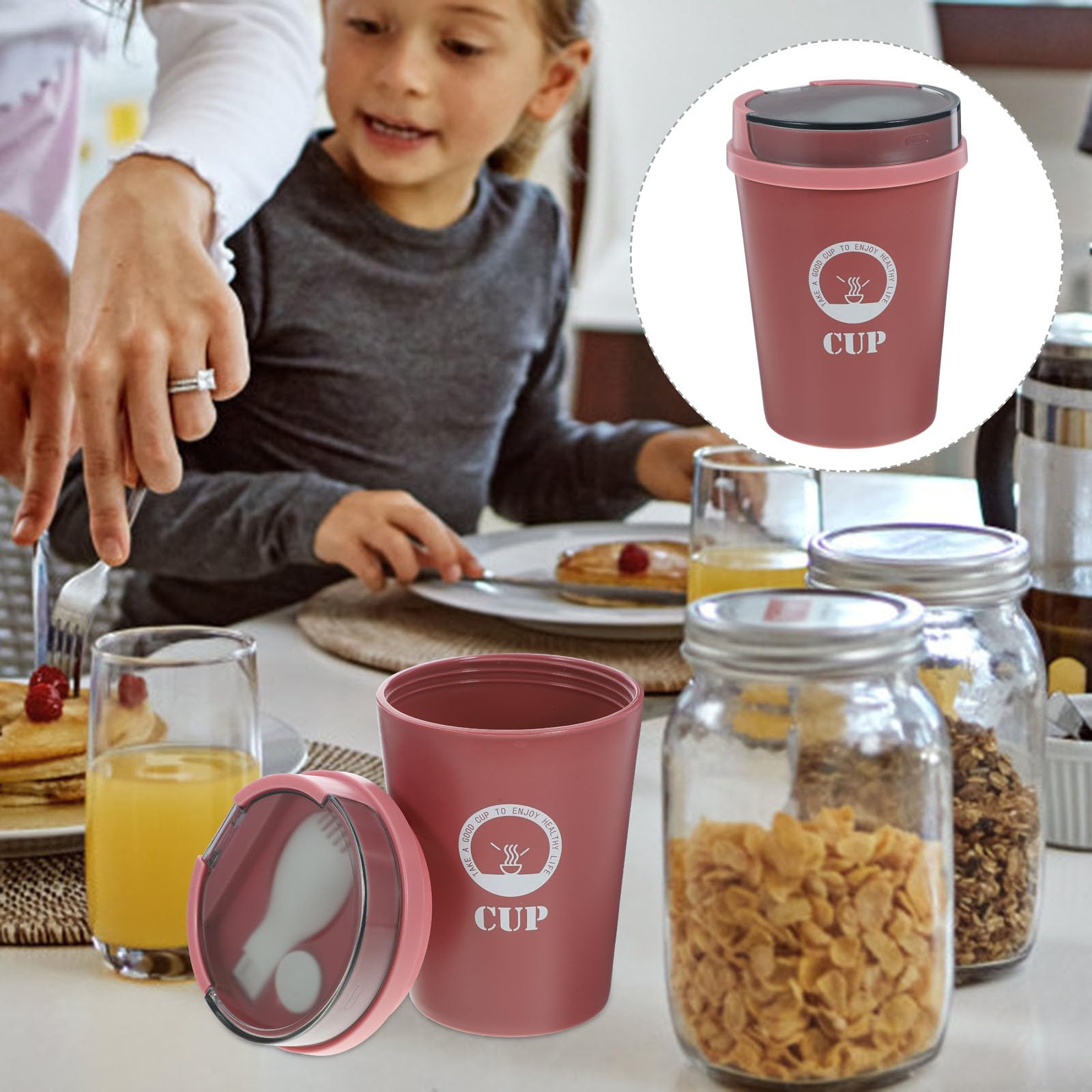 Microwave Safe Soup Containers with Lids - BPA Free Soup Mugs & Noodle Bowls with Measuring Scoop - Portable Travel Food Container for Ramen, Instant Noodles, Hot Beverages - Perfect for Office Lunch, Camping & On-the-Go Meals
