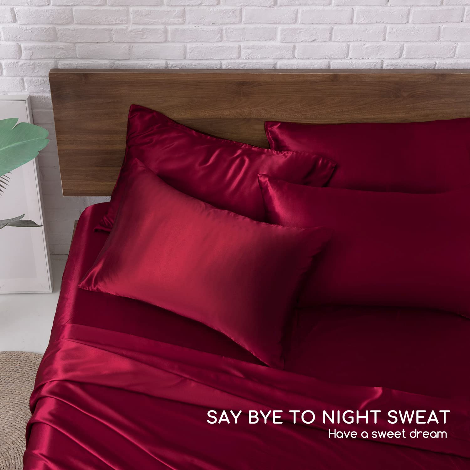 Luxury Satin Bed Sheets Set - 6 Piece King Size Silky Soft Bedding with 15