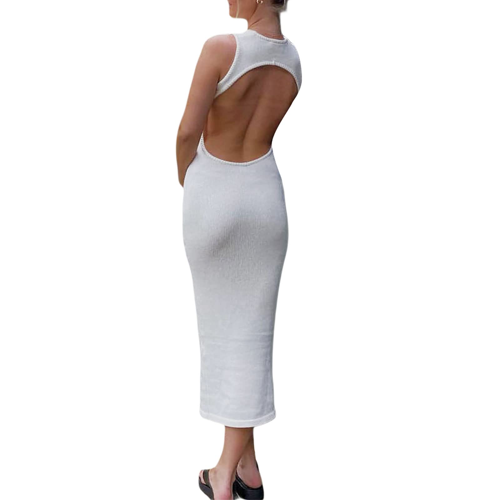 Sexy Women's Backless Maxi Dress - Sleeveless Cutout Bodycon Long Dress with Spaghetti Straps & High Slit for Cocktail Party, Evening Gala, Date Night & Special Occasions