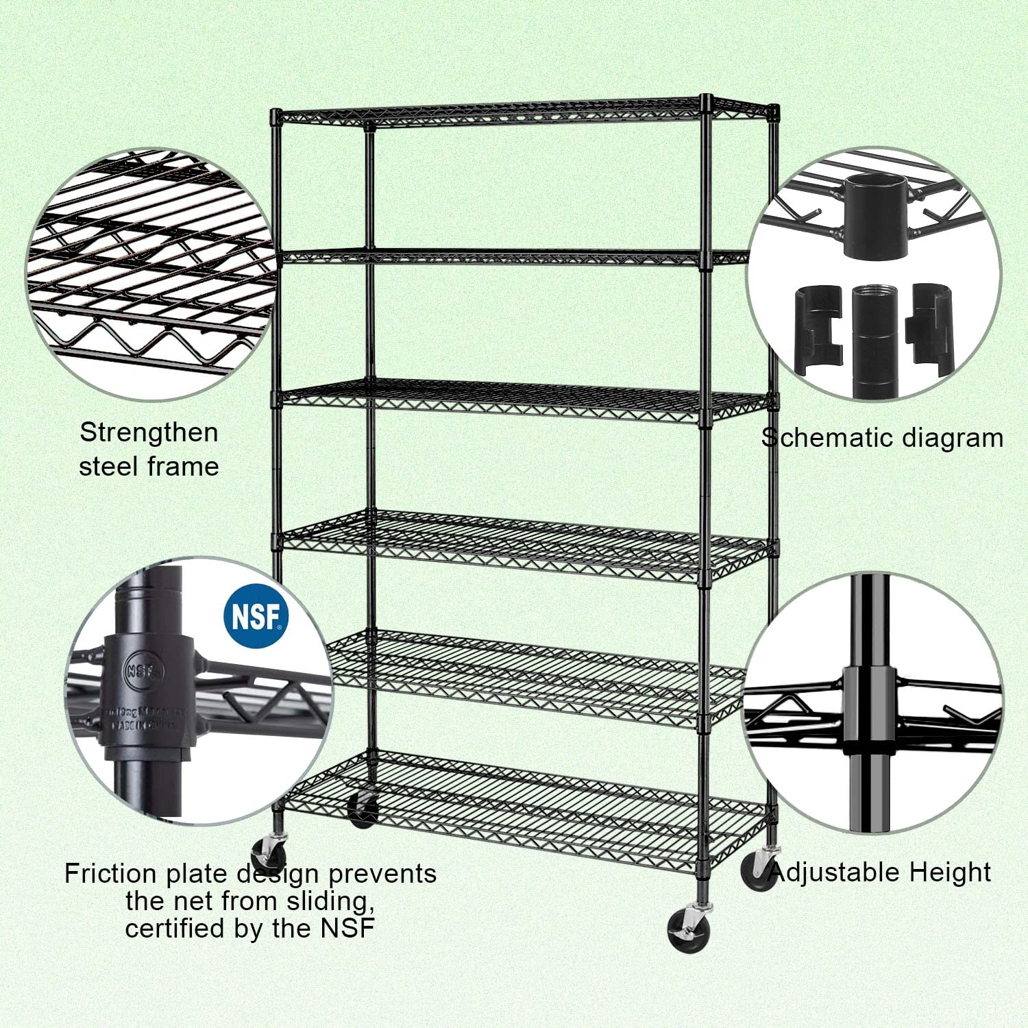 6-Tier Heavy Duty Wire Shelving Unit - 18