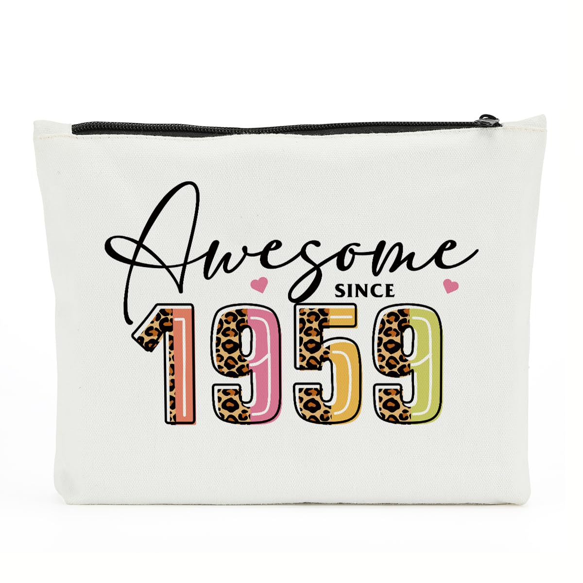 66th Birthday Gifts for Women - Leopard Print Cosmetic Makeup Bag for Grandma, Mom & Aunt | Unique 66 Year Old Birthday Present Ideas | Perfect for Travel, Parties & Anniversary Celebrations