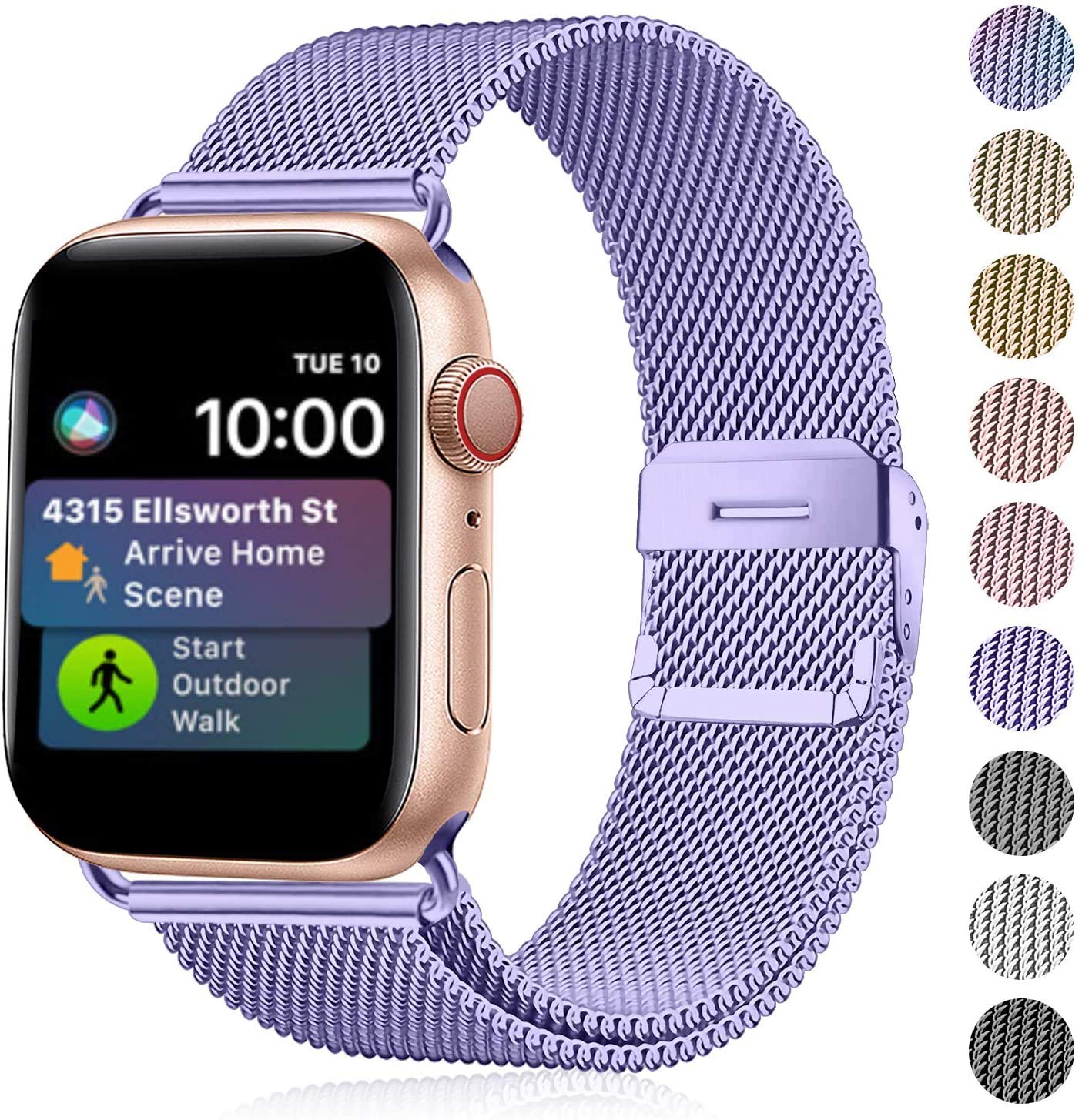 TIMDO Magnetic Stainless Steel Apple Watch Band Compatible with 38mm 40mm 41mm 42mm (Series 10/9/8/7/6/5/4/3/2/1/SE) - Secure Magnet Lock, Light Purple - Perfect for Workouts, Office & Everyday Wear