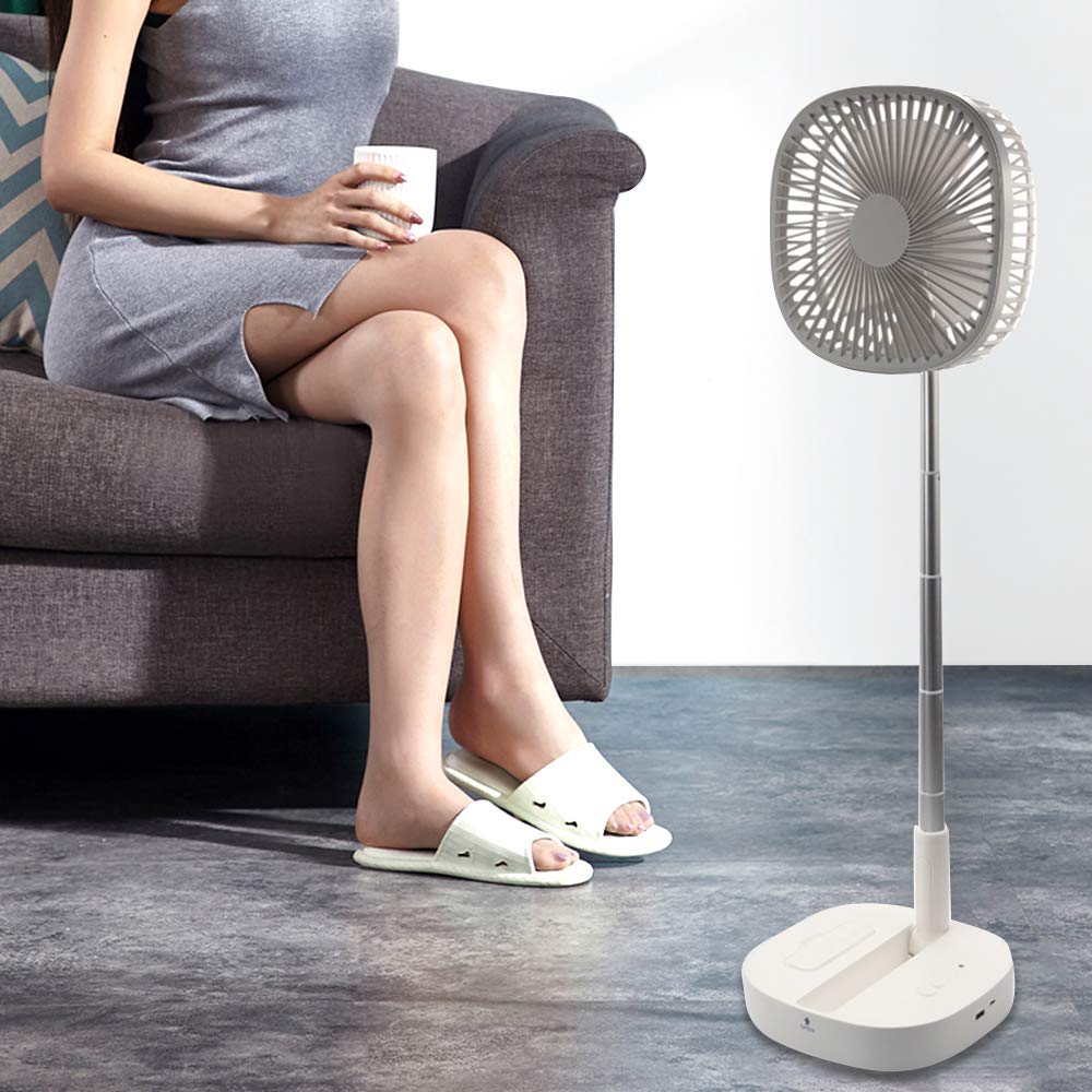Extaum USB Rechargeable Folding Stand Fan with Remote Control - Mini Telescopic Table & Floor Fan, 4 Speed Adjustable Height for Office, Home, Outdoor & Camping - Perfect for Desk Cooling, Bedroom Breeze and Summer Travel