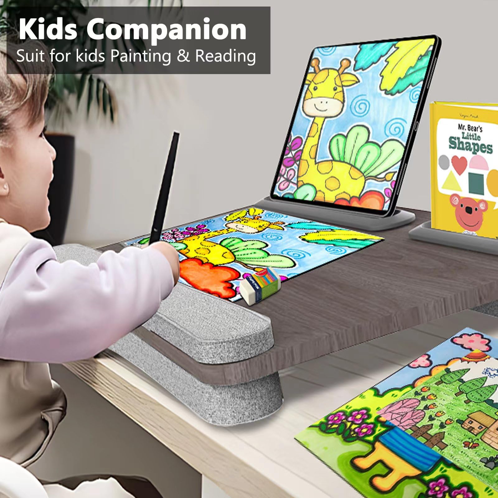 Ergonomic Laptop Desk for Bed - Portable Home Office Lap Desk with Cushion & Storage, Fits 17