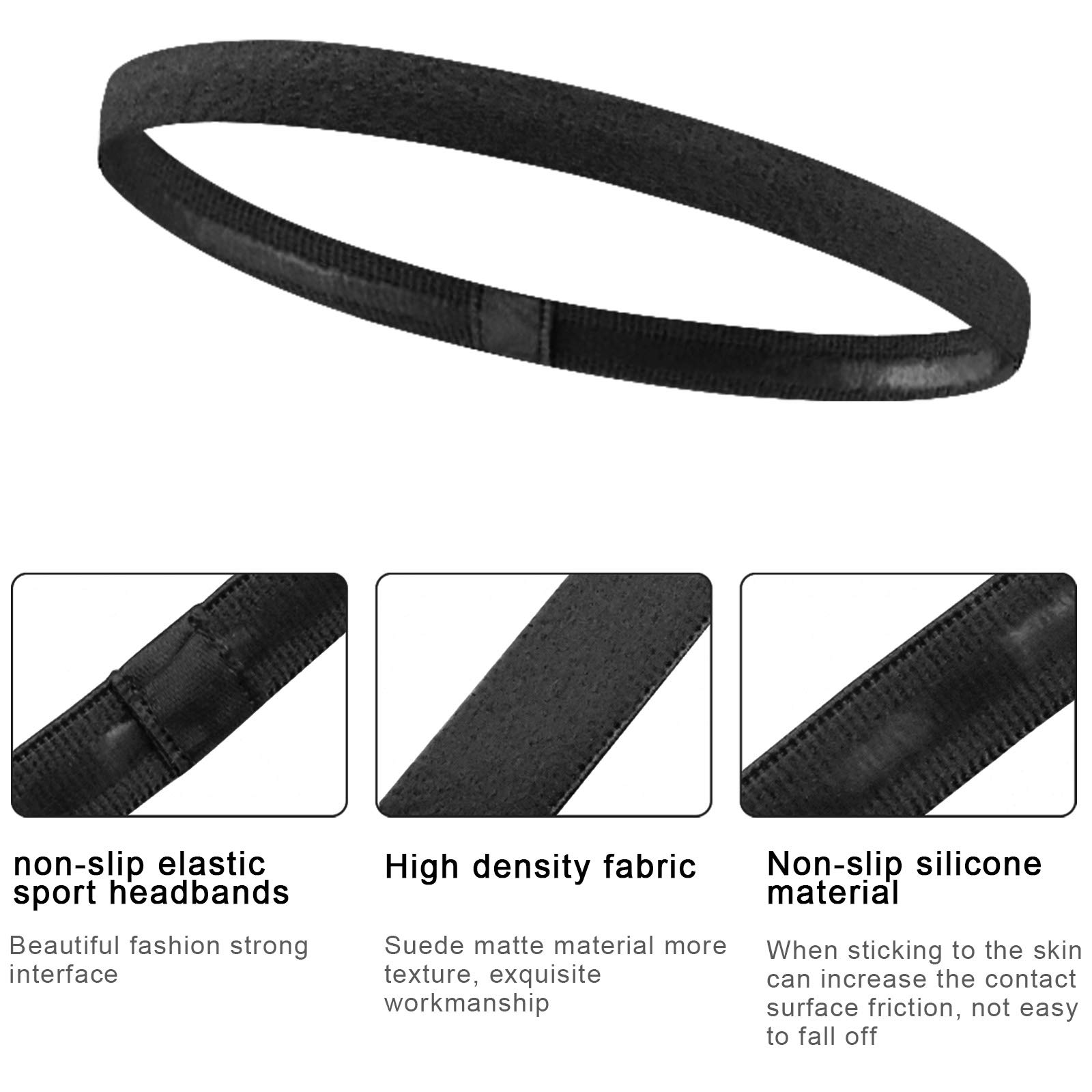6 Pack Non-Slip Sports Headbands for Women & Men - Elastic Hair Bands with Silicone Grip for Football, Basketball, Soccer, Tennis, Yoga, Running & Workout - Sweat Absorbent Head Wraps (Black, White, Grey) - Perfect for Gym, Sports & Outdoor Activities