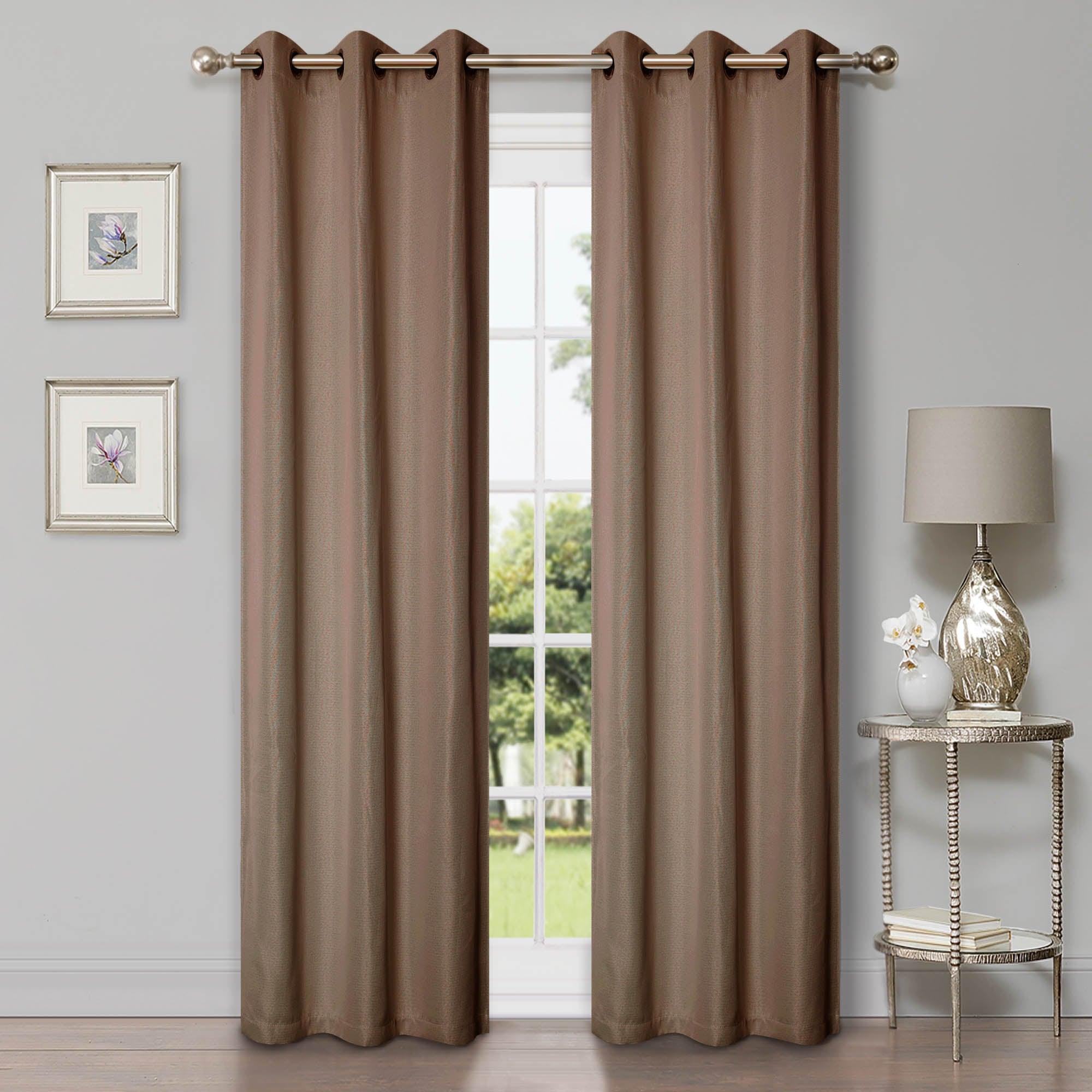 Linen Pattern Blackout Curtains Set of 2 - 42 Inch Washable Thermal Insulated Window Drapes for Bedroom & Living Room - Light Blocking Room Darkening Curtain Panels for Better Sleep & Privacy