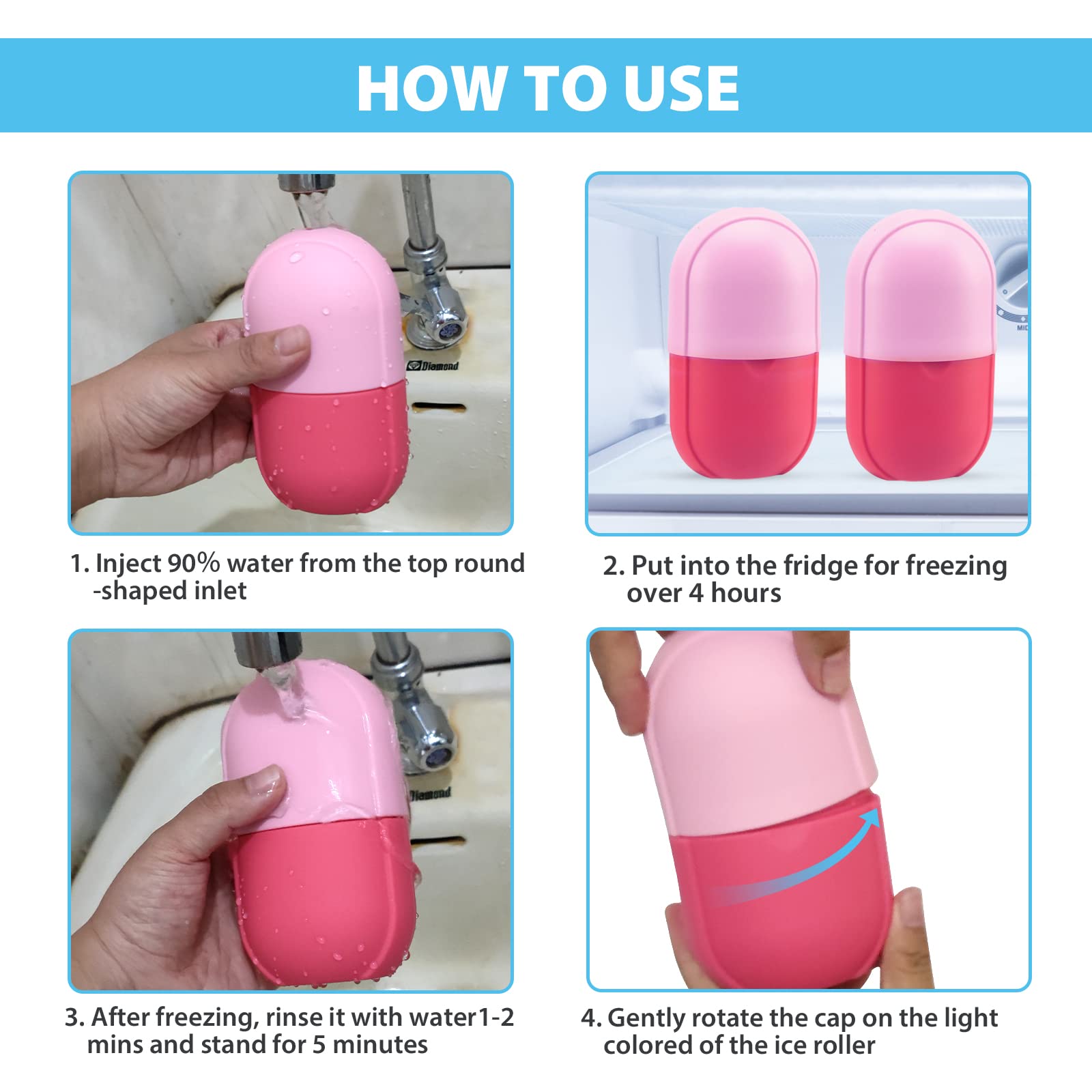 Reusable Ice Face Roller for Skin Care & Puffiness Relief - Cooling Facial Massager for Eyes & Face, Silicone Ice Stick & Ice Mould Beauty Tool - Perfect Gift for Women | Use for Morning Routine, Post-Workout Recovery & Spa Treatments
