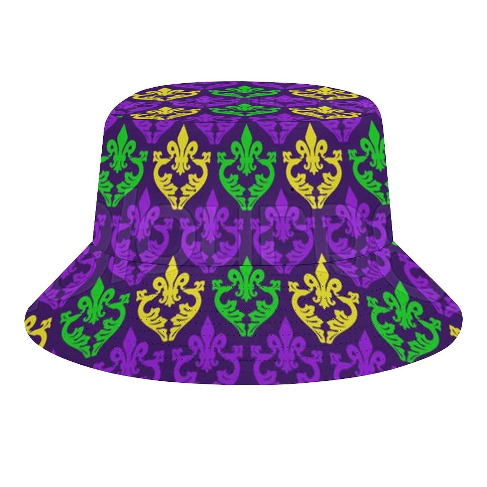 Stylish Mardi Gras Pattern Bucket Hat - UV Protection Summer Beach Hat for Men & Women - Perfect for Festivals, Vacations and Outdoor Activities