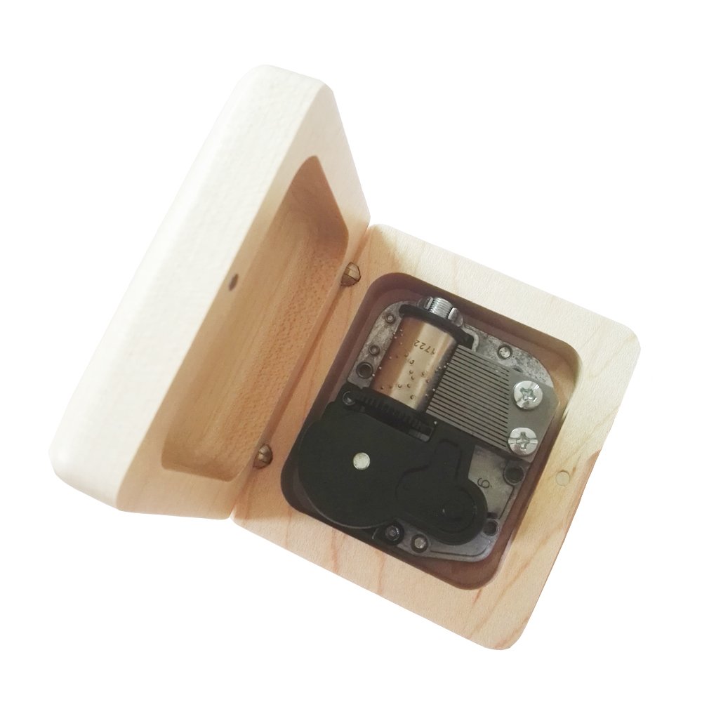 18-Note Retro Wind-Up Wooden Musical Box with Silver-Plating Movement - Maple Wood Music Gift Box - Plays 'Lilium' from Elfen Lied - Perfect for Anniversaries, Weddings & Romantic Gifts