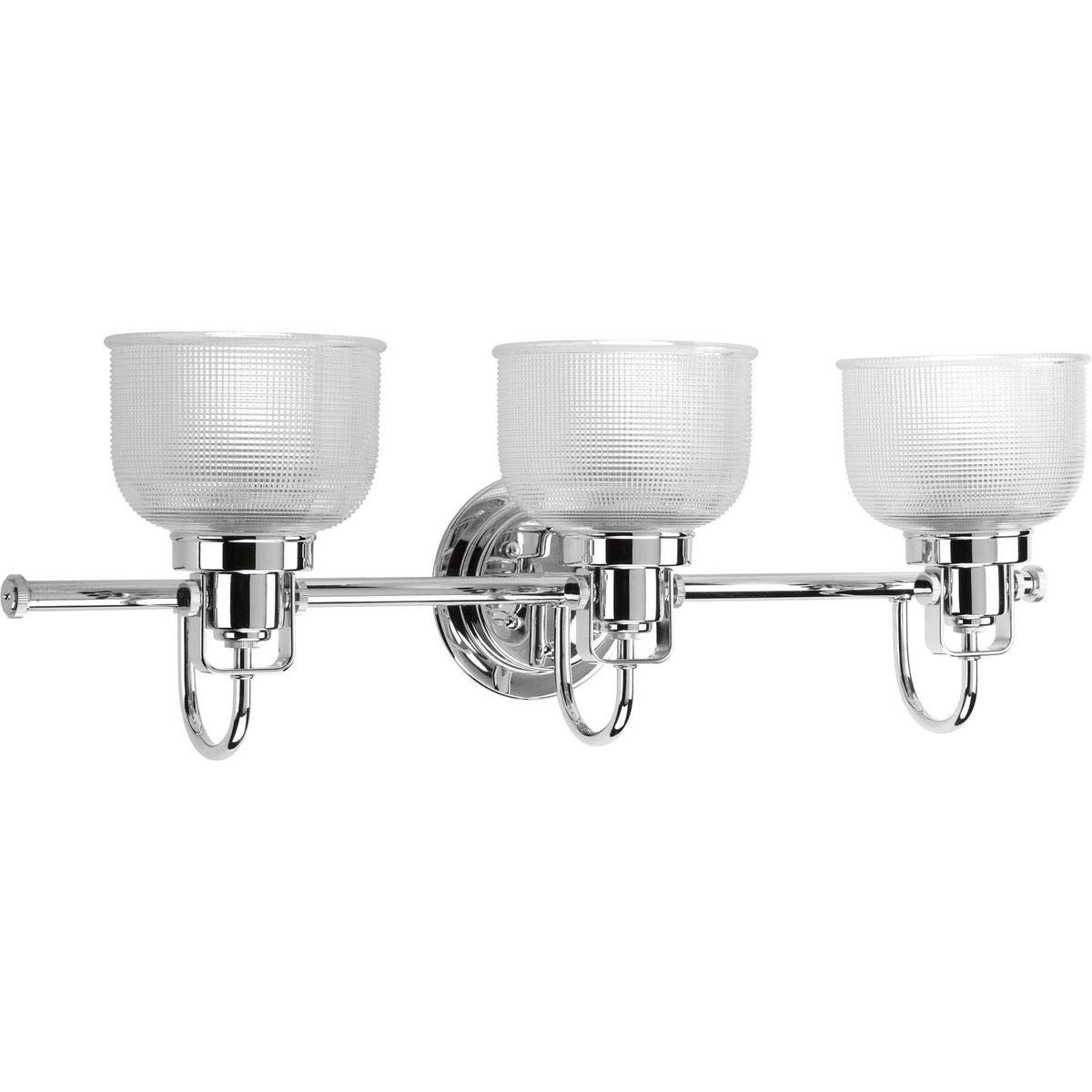 Archie Collection 3-Light Coastal Bathroom Vanity Light - Clear Double Prismatic Glass Shade with Polished Chrome Finish | Perfect for Beach House, Coastal Decor & Modern Bathroom Lighting
