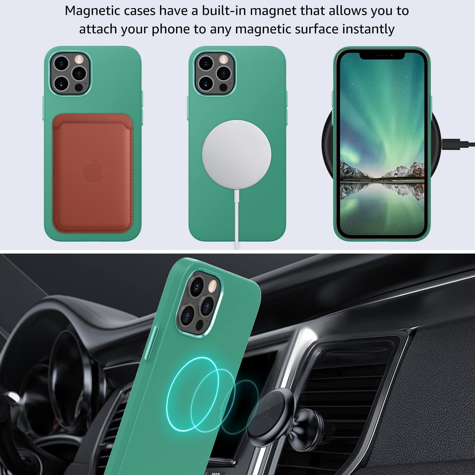 Magnetic Case for iPhone 13 Pro Max 6.7 Inch | Magsafe Compatible Shockproof Hard PC Back Cover | Wireless Charging | Matte Green | Perfect for Outdoor Activities, Travel & Daily Protection