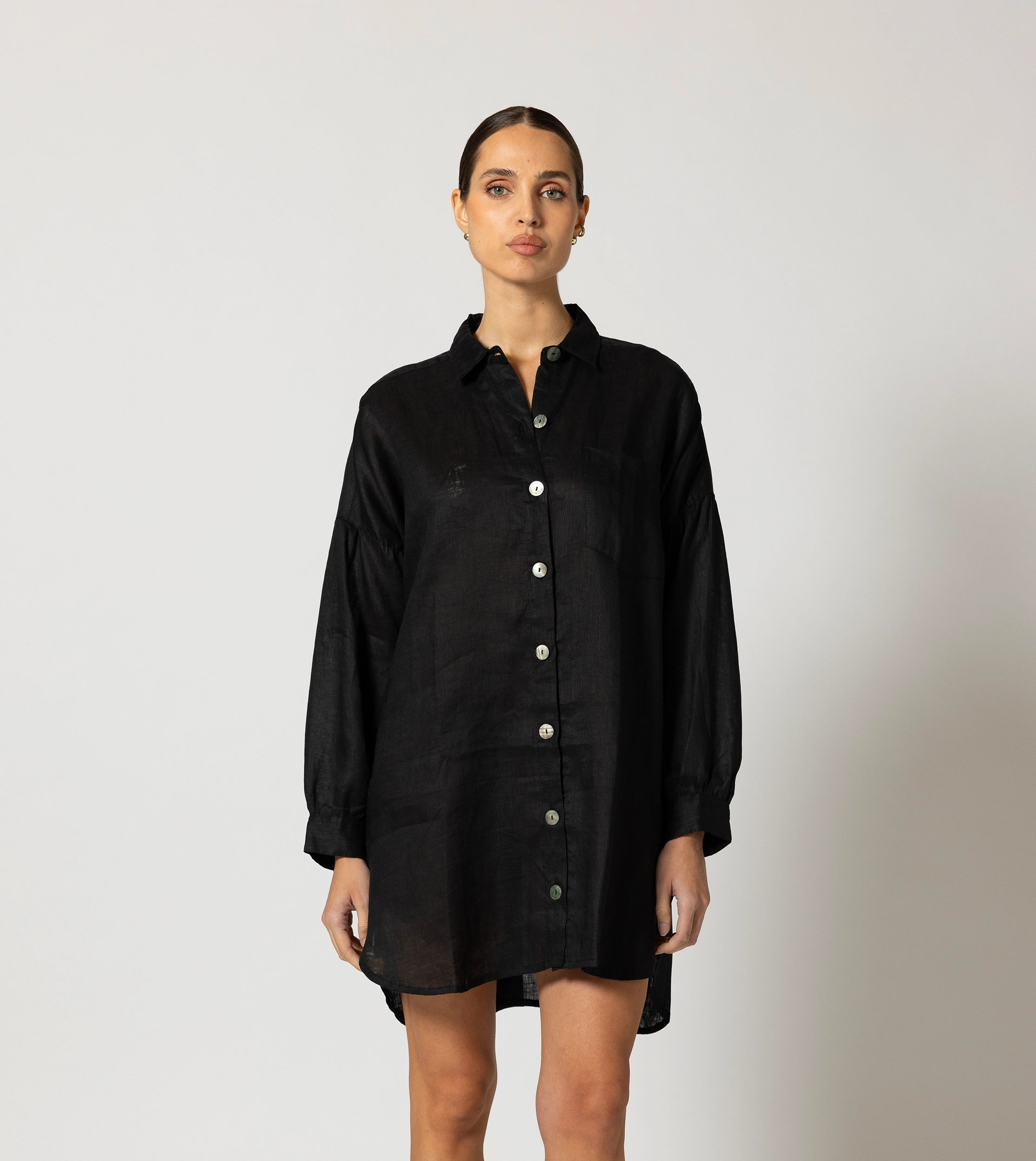Nusa Button Up Shirt for Women - Stylish Black Blouse for Casual & Office Wear | Perfect for Work, Outings & Everyday Fashion