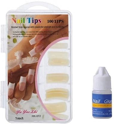 100pcs White Plastic Nail Tips with Nail Glue - Professional False Nails for Manicure, Acrylic Nails & DIY Nail Art - Perfect for Salon, Home Use & Nail Extensions
