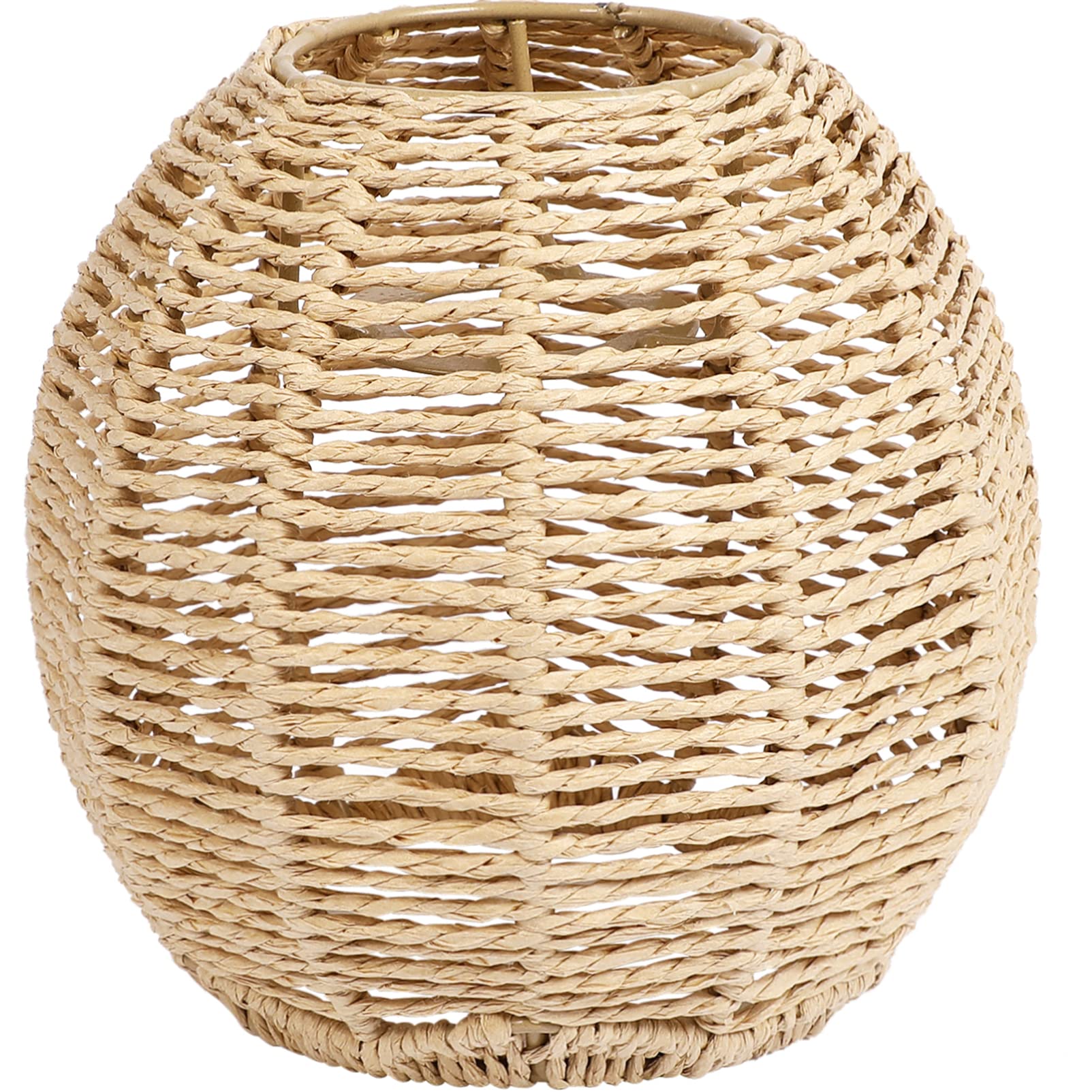 Handwoven Paper Rope Pendant Lamp Shade - Natural Rattan Style Ceiling Light Cover for Bulbs - Perfect for Living Room, Bedroom, Office & Hotel Decor - Boho Chic Lighting Fixture for Table Lamps, Floor Lamps & Ceiling Fans