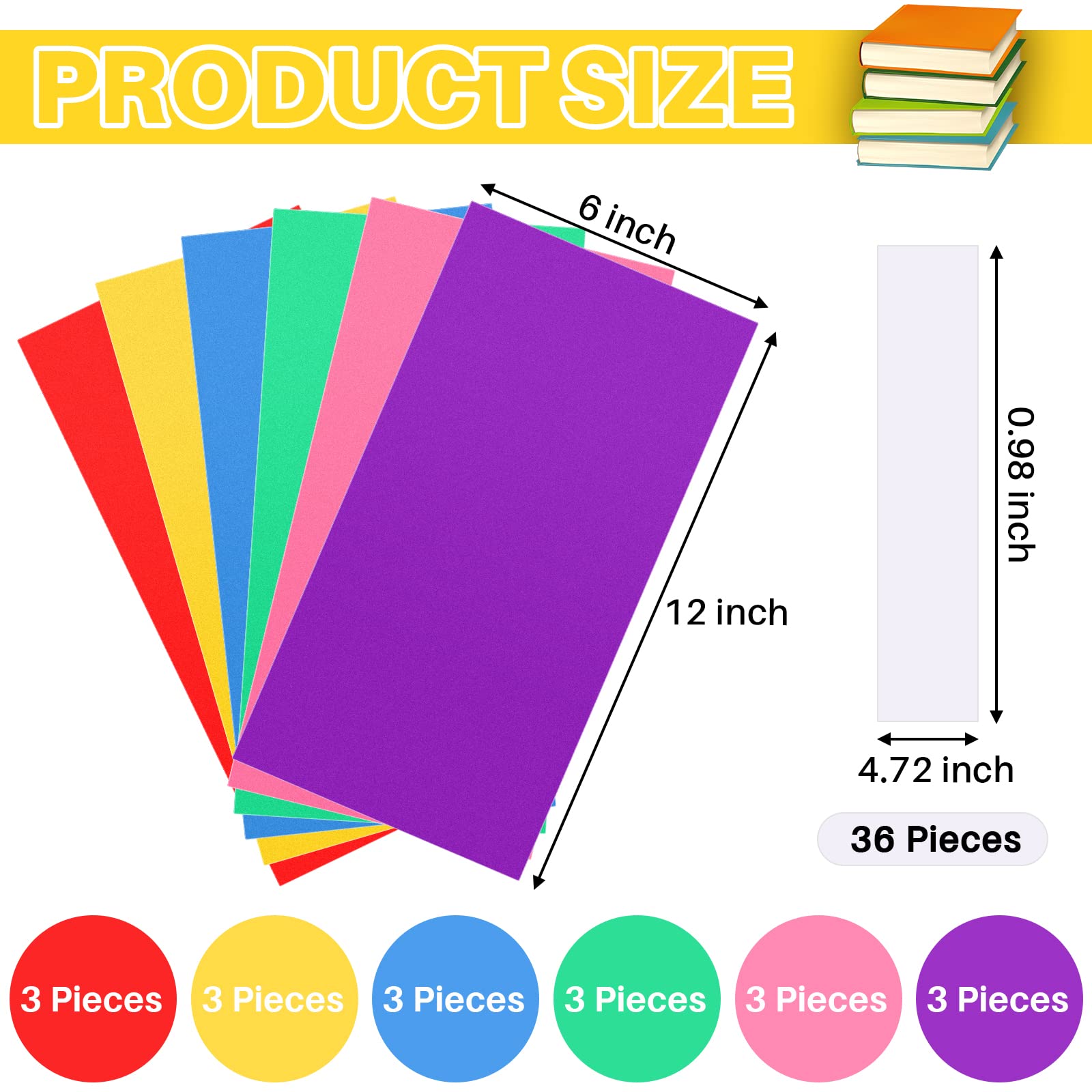 18 Pack Colorful Plastic Book Shelf Dividers - 6 x 12 Inch Library Shelf Organizers with 36 Stickers, Classroom Supplies for School, Office & Home Organization (Assorted Colors) - Perfect for Classroom Libraries, Bookstores & Home Bookshelves