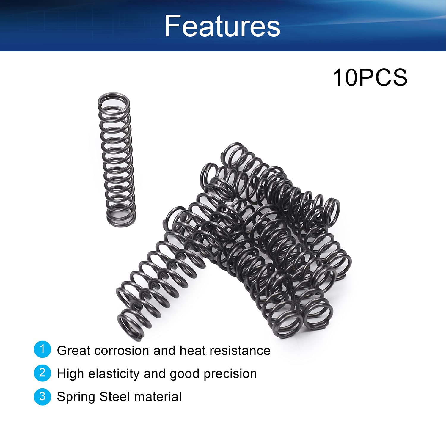 Yinpecly 10Pcs Small Coiled Extension Springs - 1.2mm Wire Dia, 10mm OD, 50mm Length - High-Quality Spring Steel for Ball Pens, Office Supplies & DIY Projects - Perfect for Pen Repair, Mechanical Parts & Crafting
