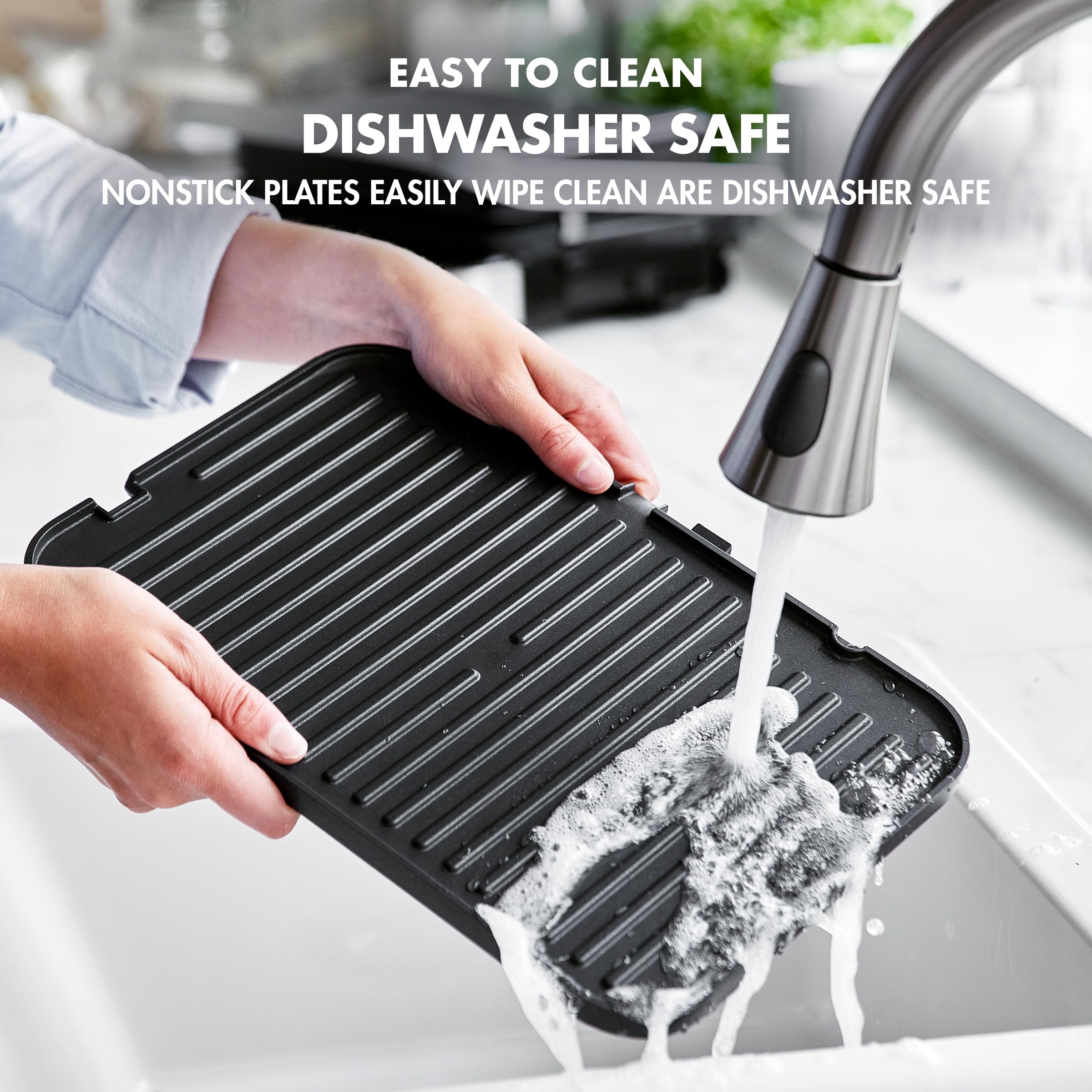 GreenPan Electric Indoor Stainless Steel 6-in-1 Contact Grill & Griddle - Healthy Ceramic Nonstick Coating, Dishwasher Safe Reversible Plates, PFAS-Free - Perfect for Paninis, Sandwiches, Steaks & Breakfast Cooking