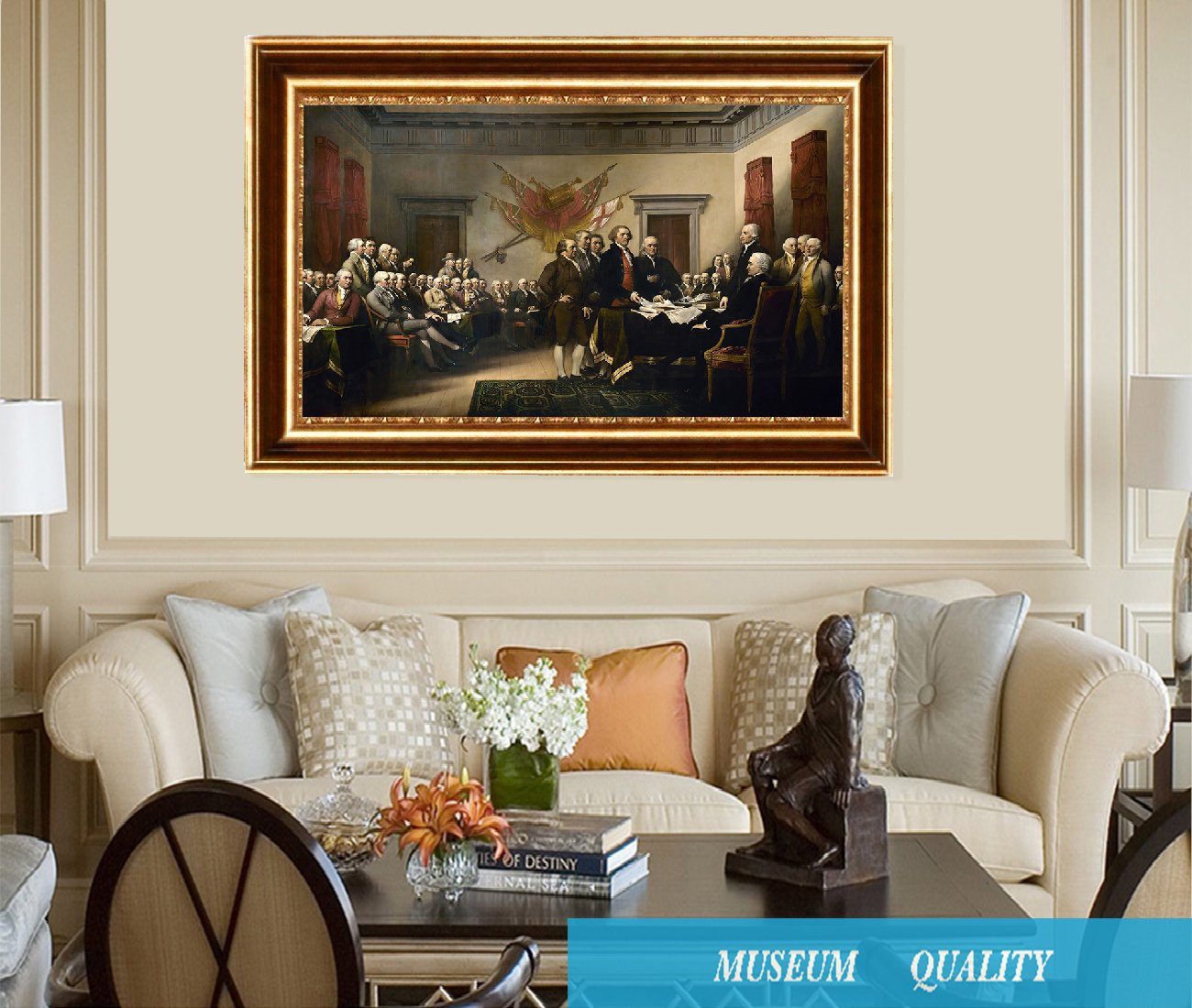 ELITEART John Trumbull Declaration of Independence Oil Painting Reproduction - Giclee Canvas Wall Art Print Framed 41.5x29 Inches - Perfect for Home Office Decor & American History Enthusiasts