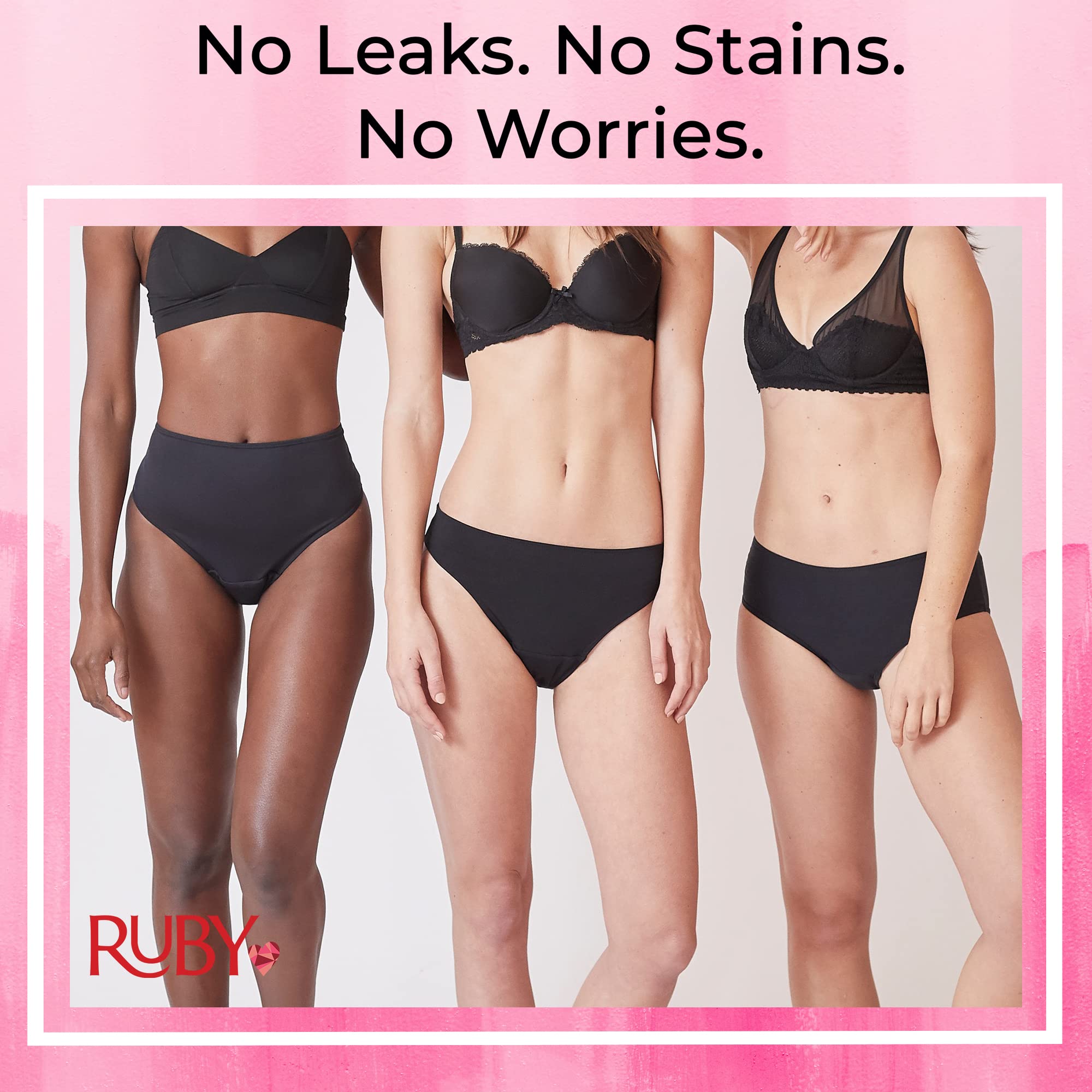 Ruby Love Leak Proof Period Swim Bottoms - Classic Black Sea Swimwear with Cotton Liner for Women & Teens - Comfortable Swimsuits for Beach, Pool & Water Activities