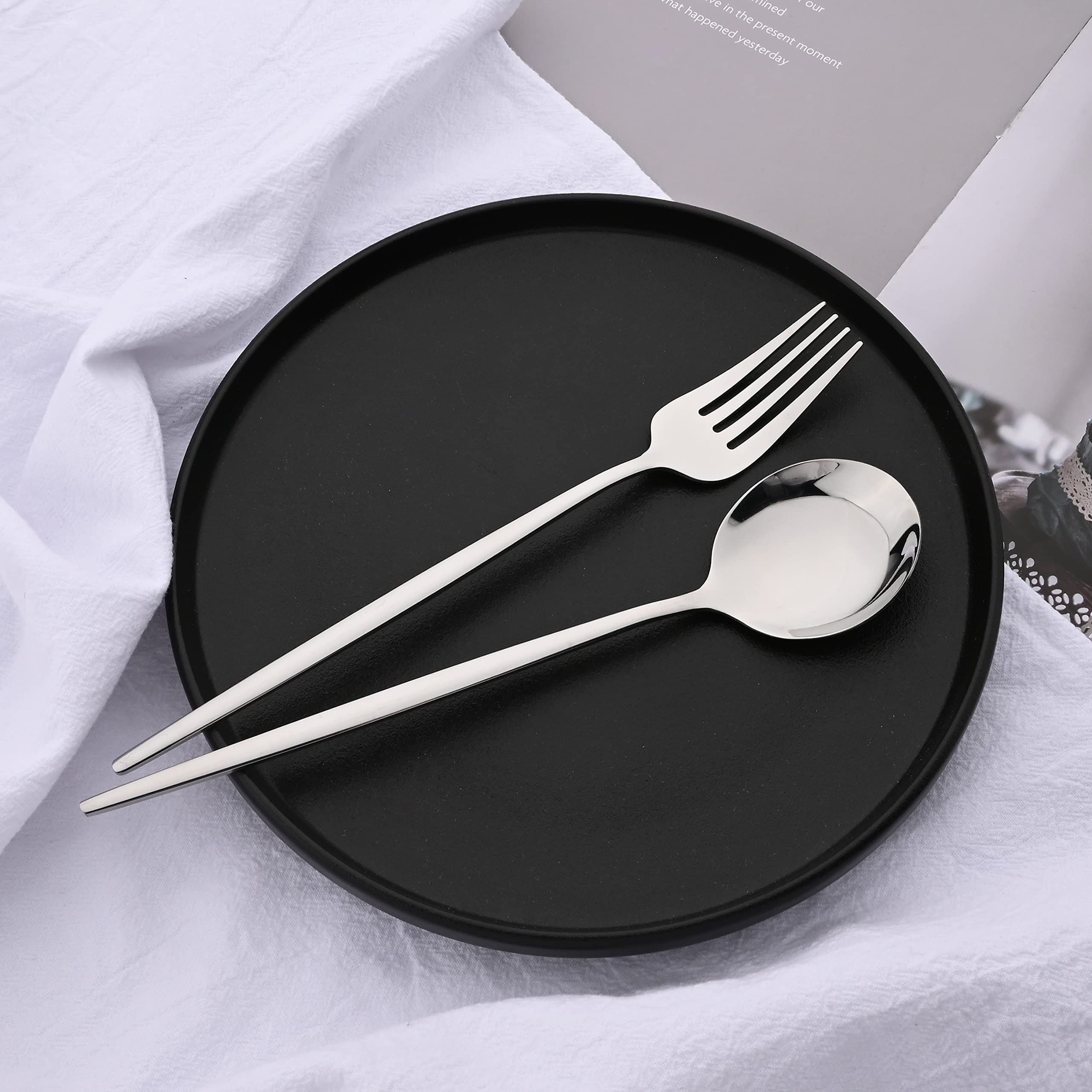 Premium 10-Piece Stainless Steel Dinner Forks Set - Food Grade 18/8 Silverware, Mirror Polished 8.5