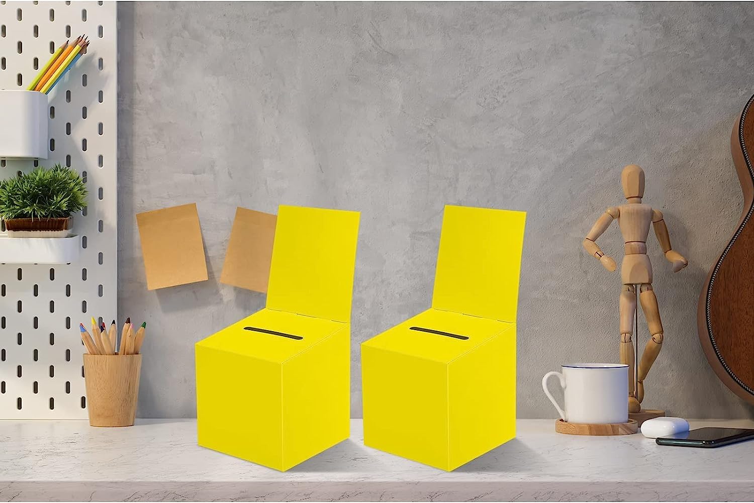 24-Pack 6x6x6 Inch Cardboard Ballot Box with Slot - Raffle, Donation, Voting & Business Card Collection Box for Fundraising, Contests & Events (6 Colors) - Perfect for Charity Drives, School Elections & Office Voting