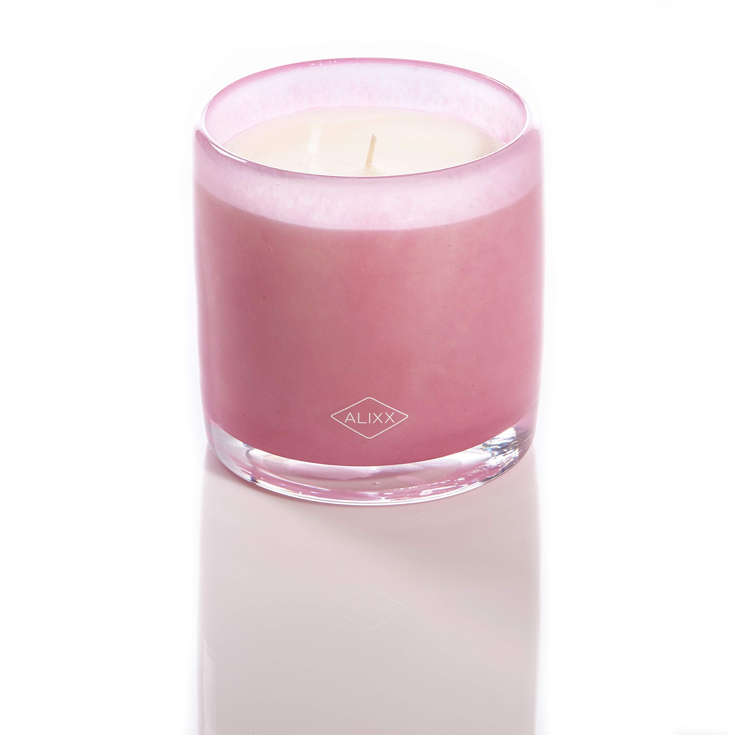 Alixx Peony Scented Candle in Pink Glass Jar - 15oz Medium Size for Home Decor, Romantic Gifts & Relaxation