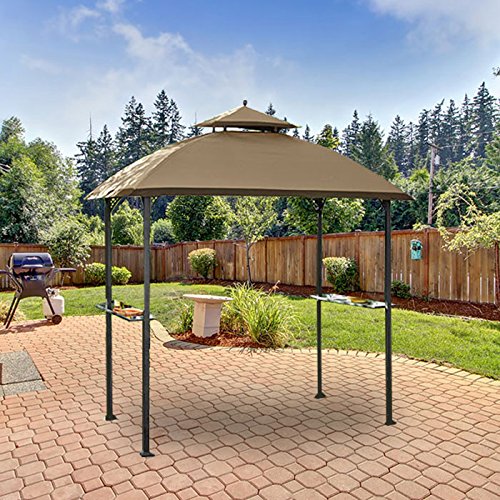 Garden Winds Replacement Canopy for Windsor Grill Gazebo - Riplock 350 Beige - Fits Model L-GG054PST Only - Durable Outdoor Shade Cover for Patio, Deck, and Backyard Protection