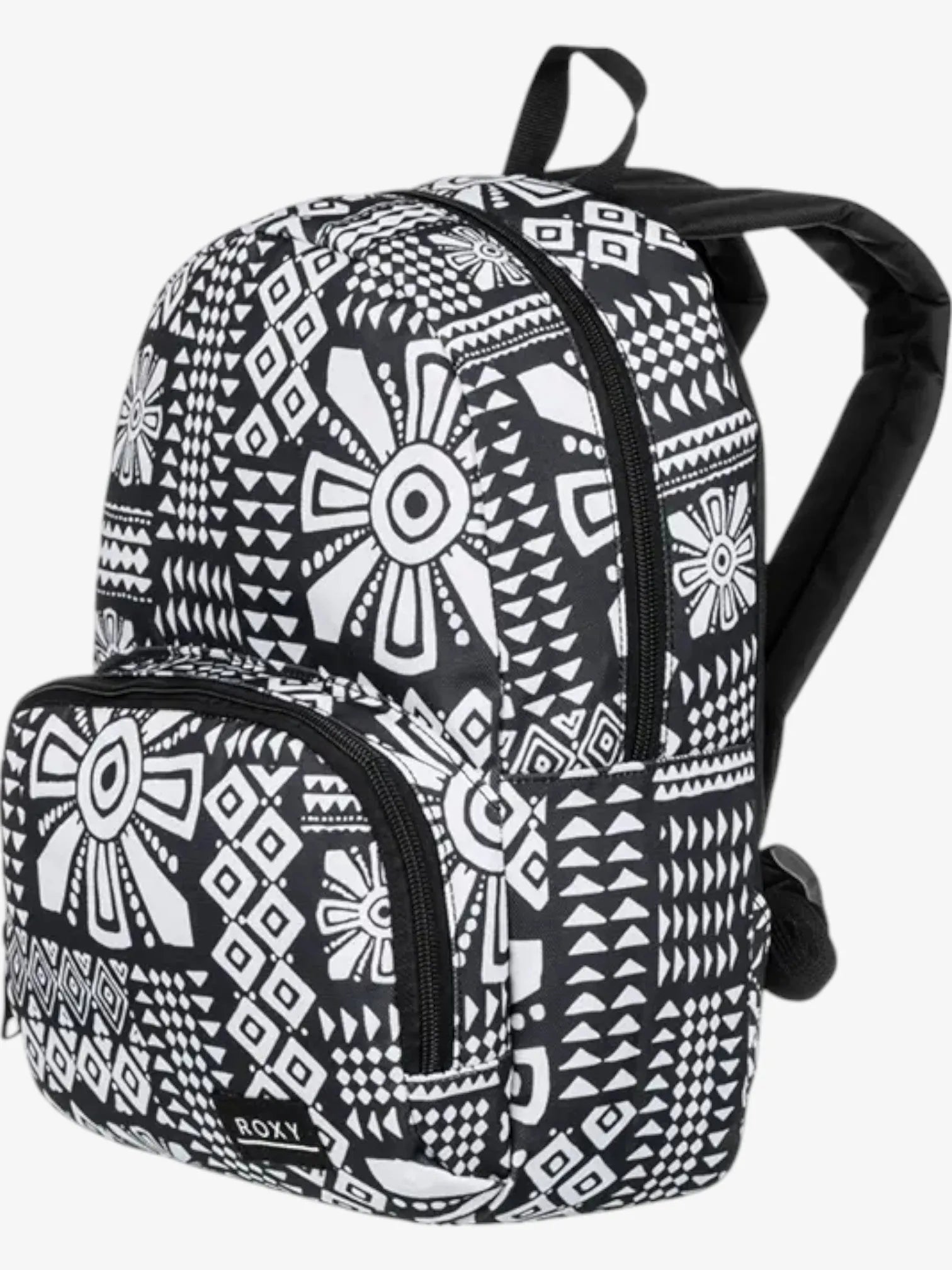 ROXY Always Core Printed Backpack - Black & White Floral Design for Women, School, Travel & Outdoor Adventures