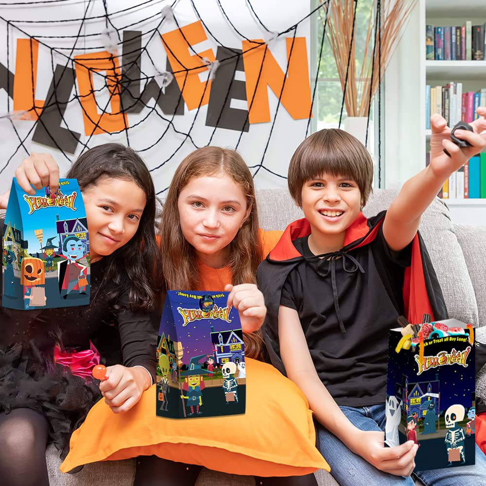 ArtCreativity Halloween Treat Bags - 24 Pack 10 Inch Paper Candy Bags with 24 Sealing Stickers | Perfect for Halloween Party Favors, Trick or Treat, Classroom Treats & Gift Giving