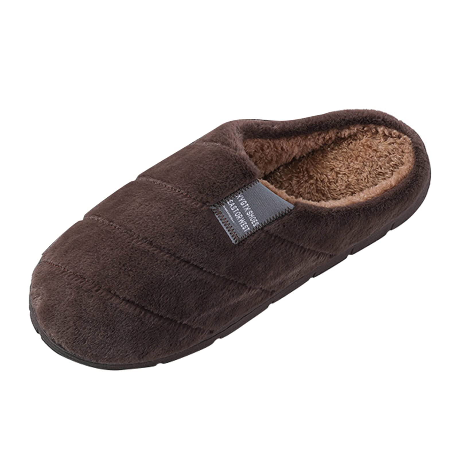 Men's Soft Plush Leather Slippers - Warm & Cozy Flip On House Shoes for Indoor Comfort - Perfect for Lounging at Home, Relaxing by the Fireplace