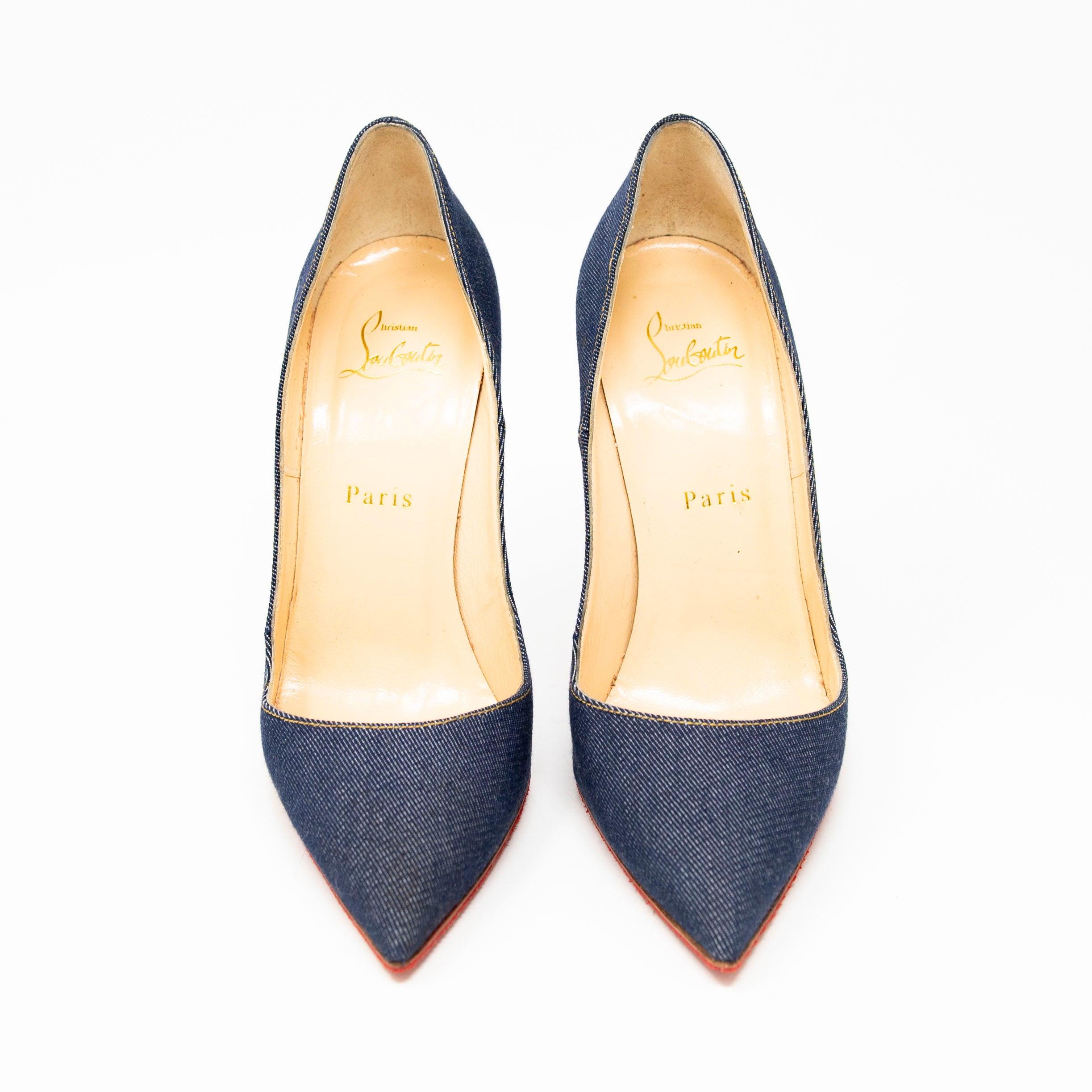 Christian Louboutin Blue Denim So Kate 100mm Pumps - Women's Luxury High Heels for Parties & Evening Events (Size 38)