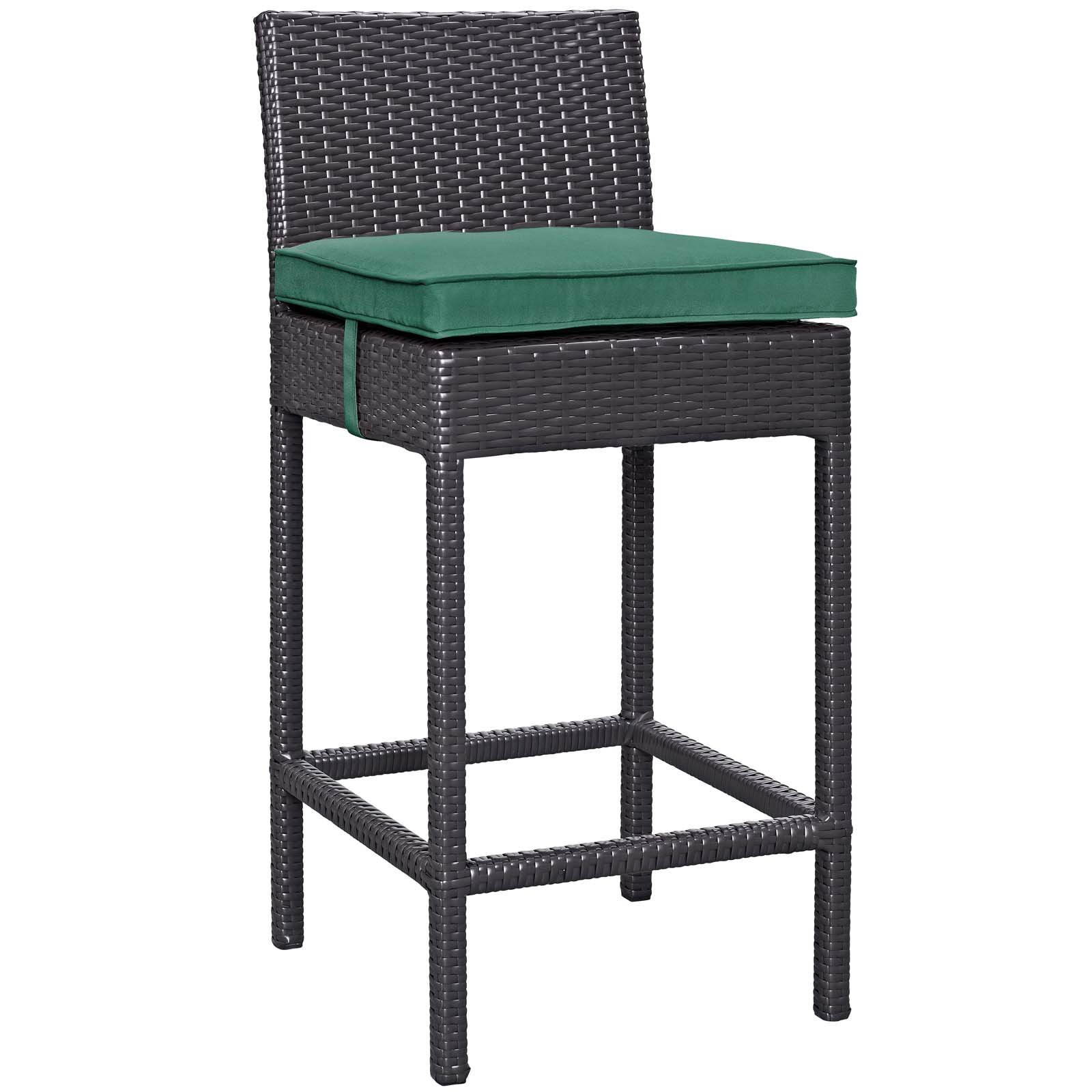 Modern Contemporary Urban Outdoor Patio Balcony Garden Bar Side Stool Chair - Rattan Wicker Green Design for Relaxing and Entertaining