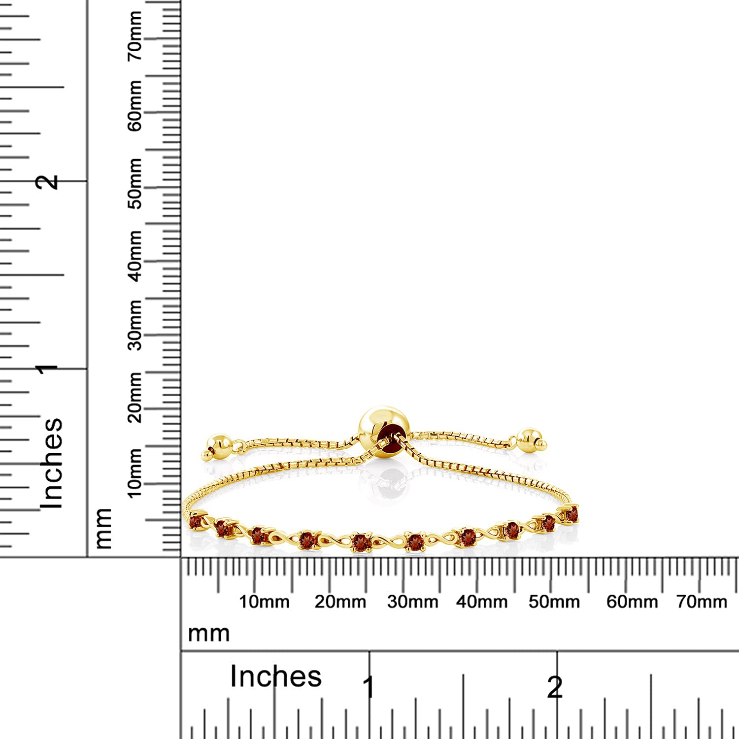 0.70 Ct Natural Round Red Garnet 18K Yellow Gold Plated Sterling Silver Bracelet for Women | Gemstone Jewelry Gift for Birthday, Anniversary & Special Occasions