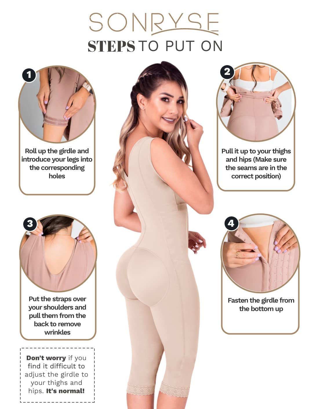 Sonryse PS052 Post-Surgery Compression Garment for Liposuction Recovery - Colombian Fajas for Women - Perfect for Tummy Tuck, Body Shaping & Postpartum Support