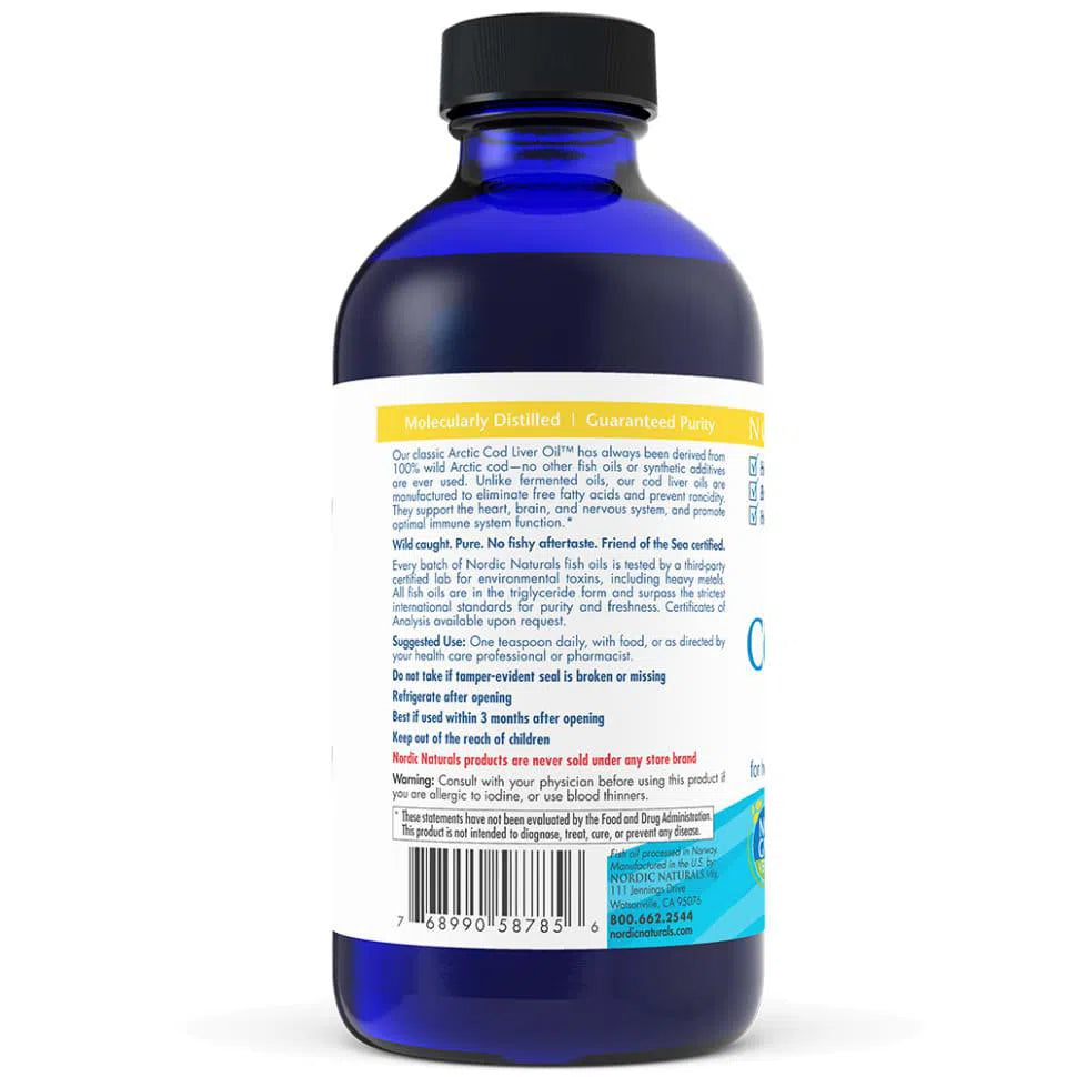 Nordic Naturals Arctic Cod Liver Oil Lemon Flavor - Omega-3 EPA & DHA Supplement for Heart, Brain & Joint Health - Supports Immune System & Overall Wellness - Great for Adults & Kids Daily Nutrition