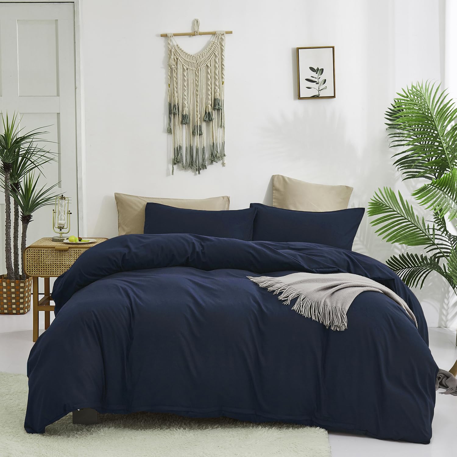 Premium KAREVER Solid Navy Blue Comforter Set - King Size Bedding Set with Soft Quilt, Breathable Blanket & Durable Comforter | Luxury Bedroom Decor for Cozy Nights & Stylish Home Upgrade