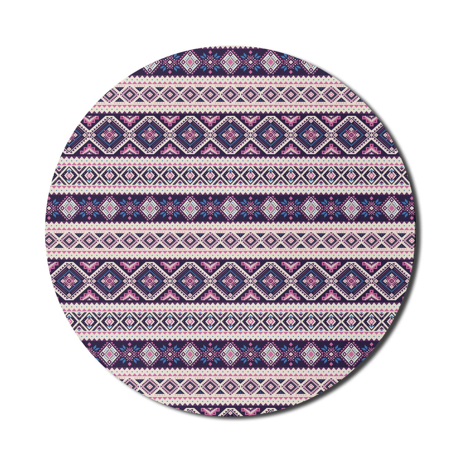 Ambesonne Round Aztec Mouse Pad - 8 Inch Non-Slip Rubber Gaming Mousepad with Aboriginal Geometric Dot Design in Champagne Dark Purple | Perfect for Office, Gaming & Computer Workstations
