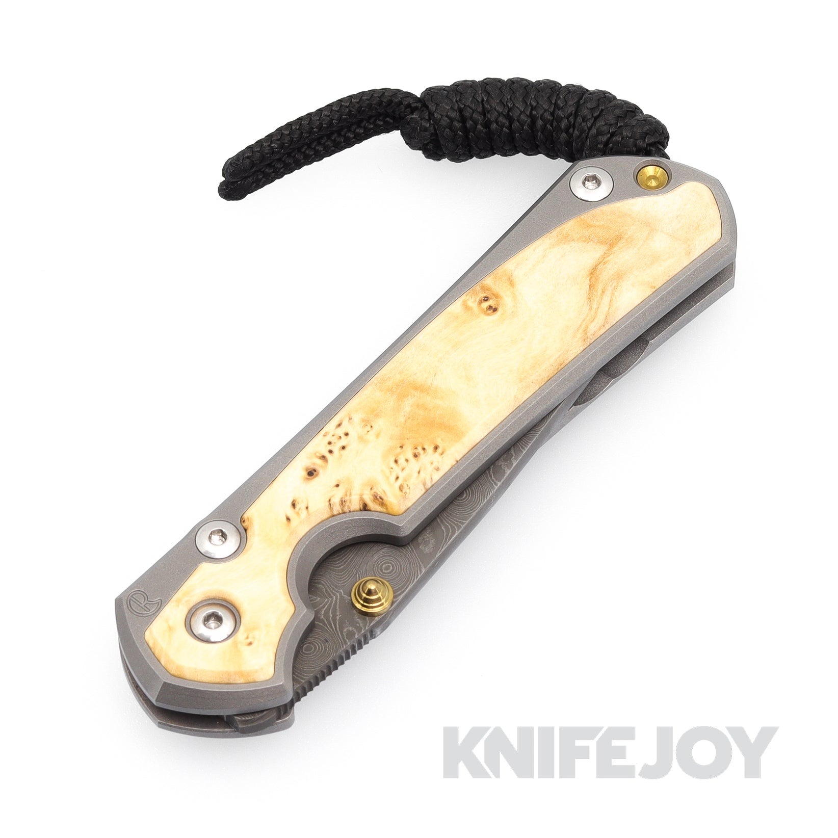 Chris Reeve Knives Small Sebenza 31 Folding Knife - Raindrop Damascus Steel Blade, Matte Finish, Box Elder Wood Inlay Handle | EDC, Outdoor, Camping & Collectible Knife