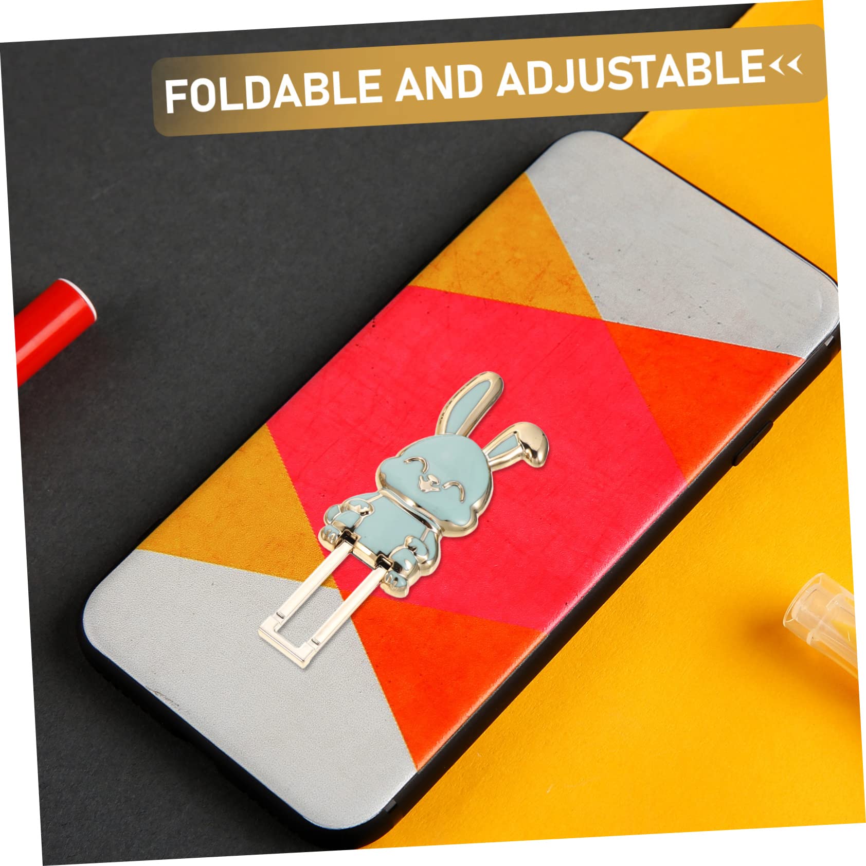 Veemoon 7pcs Foldable Cartoon Bunny Phone Stand Holder - Cute Rabbit Shape Phone Bracket for Desk, Bedside & Travel - Perfect for Watching Videos, Video Calls & Hands-Free Use