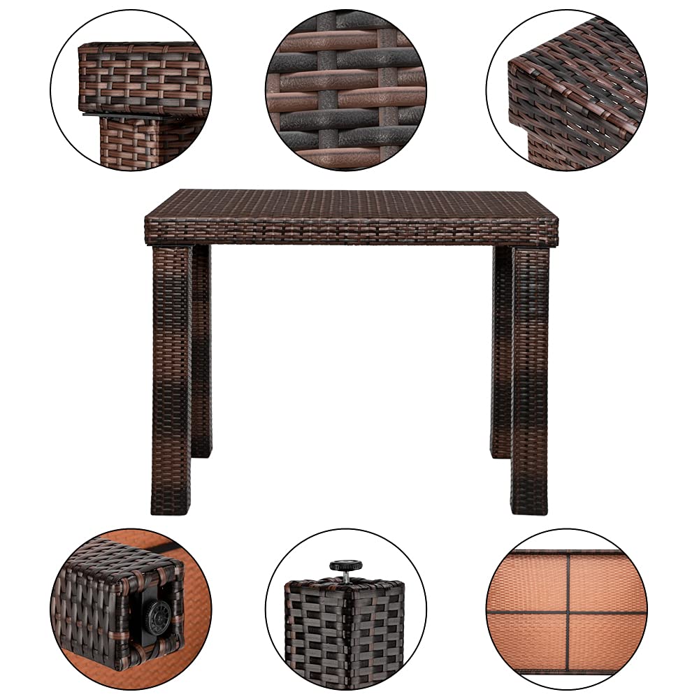 VINGLI Outdoor Wicker Bar Table - Weather-Resistant Rattan Patio Dining Table for Backyard, Poolside, Garden - Perfect for Outdoor Entertaining & Relaxation