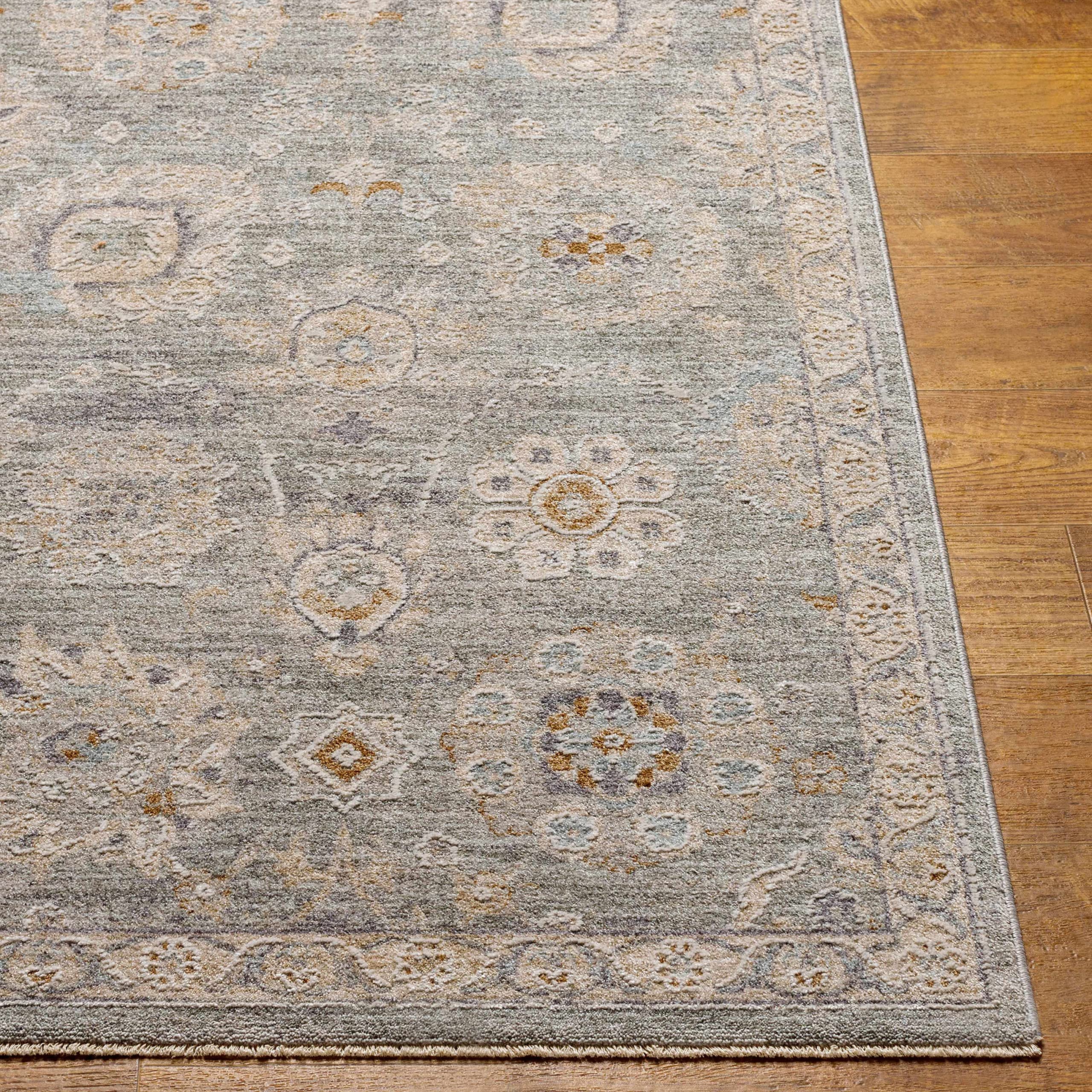 Hauteloom Wurtulla Modern Area Rug for Living Room & Bedroom - Soft Brown, Blue, Green Geometric Design - 6'7