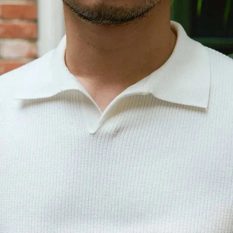 Men's Summer V-Neck Polo T-Shirt - Breathable Cotton Short Sleeve Casual Shirt for Golf, Work & Outdoor Activities