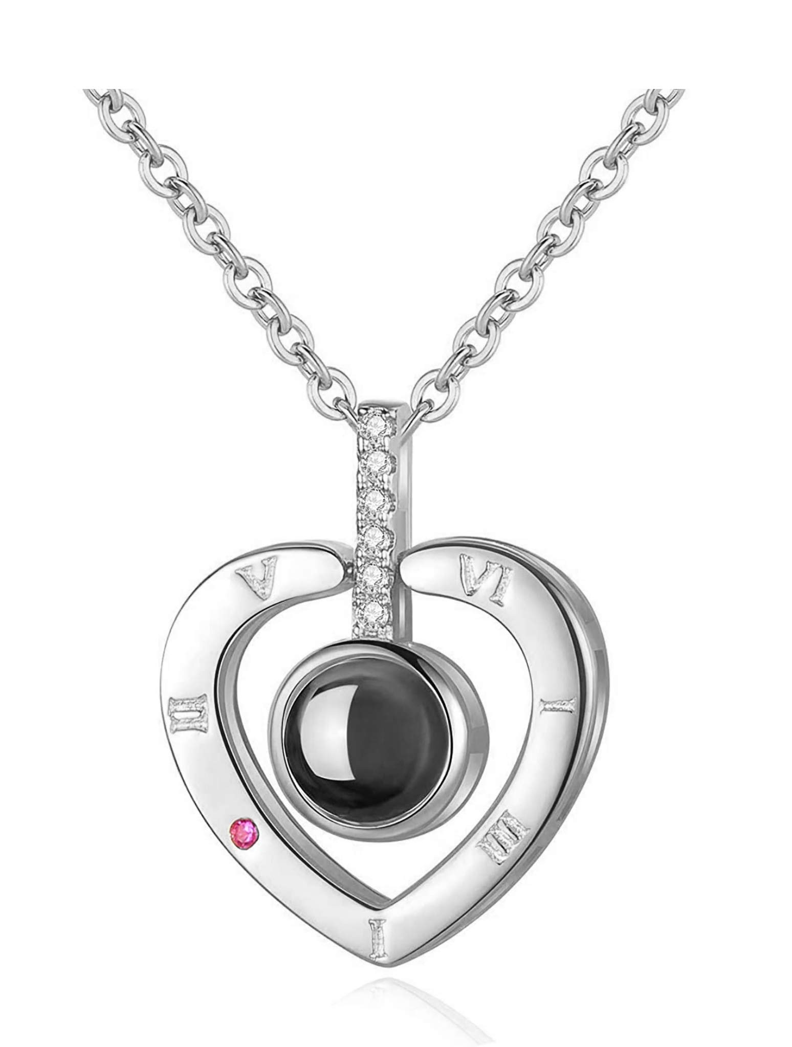 I Love You Necklace - 100 Languages Crystal Love Projection Pendant, Heart Shaped Collarbone Jewelry for Women, Girls, Wife, Mom - Perfect Birthday, Anniversary & Valentine's Day Gift for Her