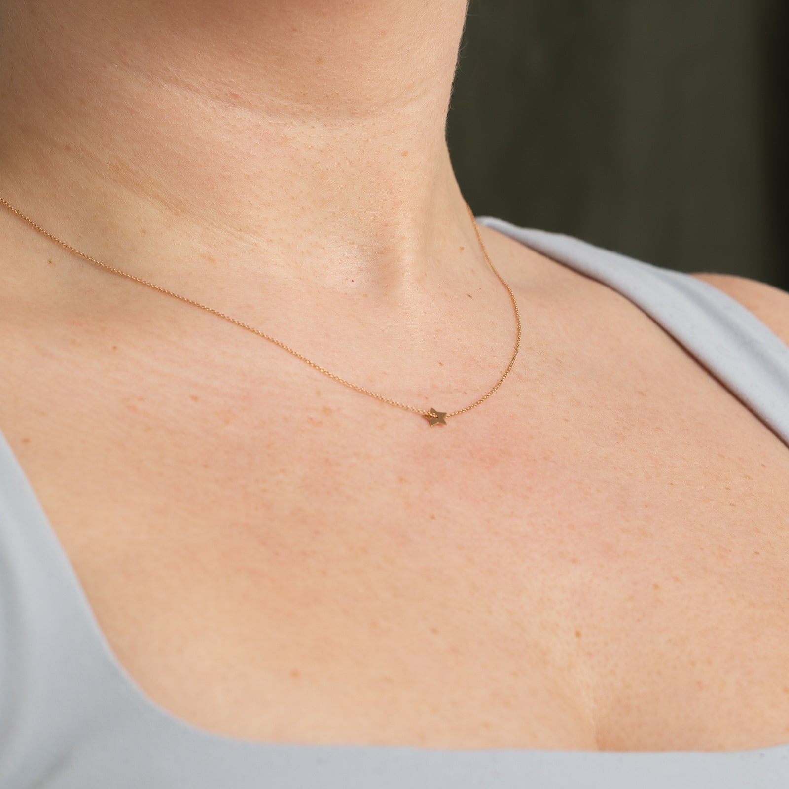 Ginette NY Mini Open Star Pendant Necklace - 16.5 Inch Gold Chain | Elegant Layering Jewelry for Women, Perfect for Everyday Wear & Special Occasions