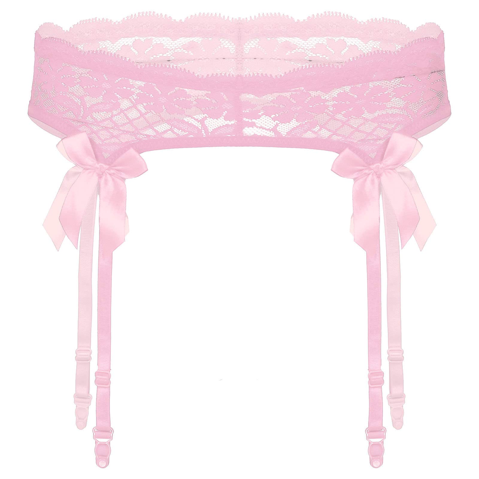ACSUSS Men's Sheer Lace Suspenders - Adjustable Elastic Waistband Garter Belt with Bowknot for Stockings | Crossdressing & Lingerie Fashion | Perfect for Cosplay, Role Play and Sensual Occasions